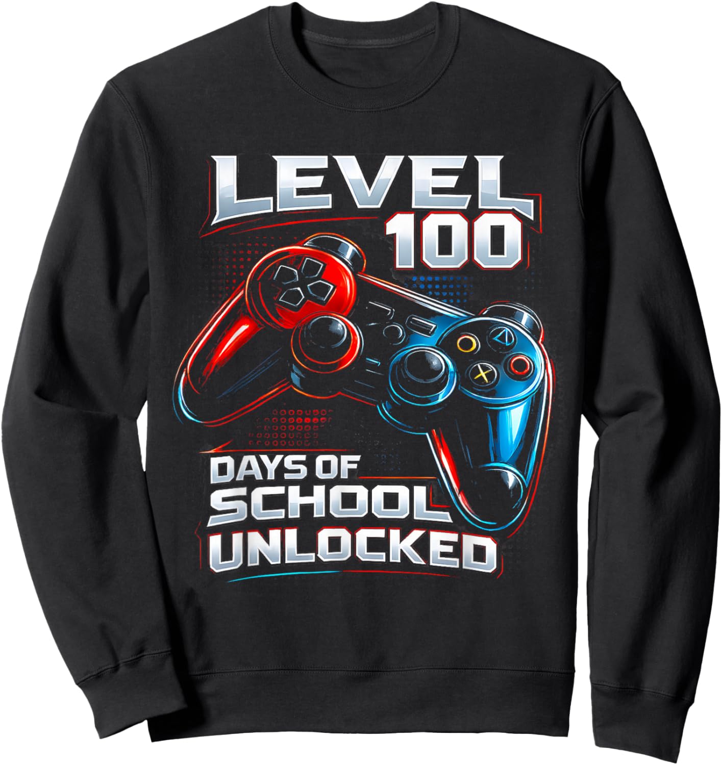 Level 100 Days of School Unlocked Gamer Video Games Boys Sweatshirt - Sweatshirt | Black