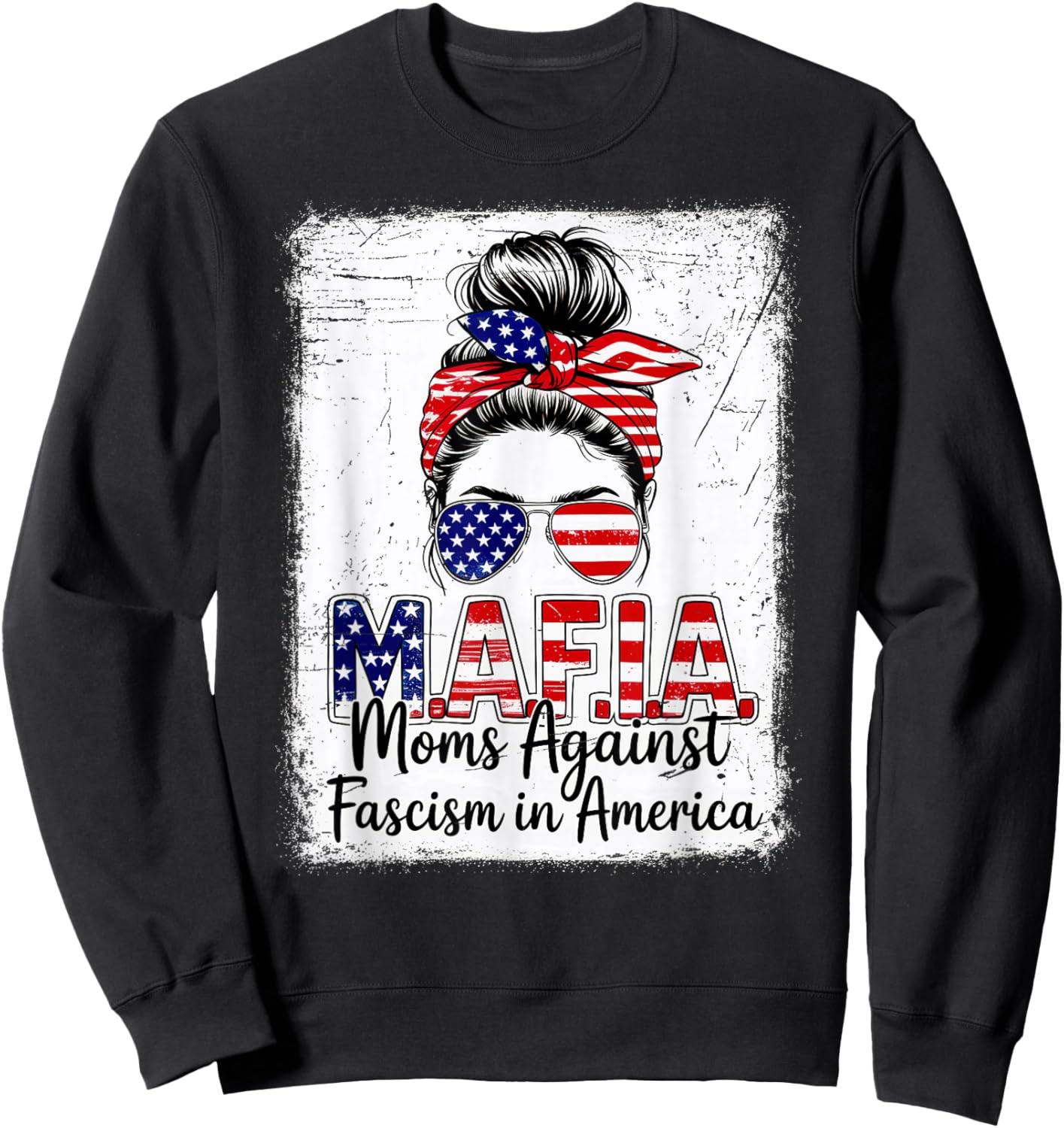 Moms Against Fascism in America Patriotic Graphic Sweatshirt - Sweatshirt | Black