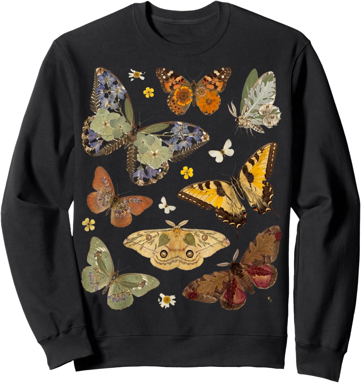 Retro Blue Butterflies Lovers Nature Fairycore Men Women Kid Sweatshirt - Sweatshirt | Black
