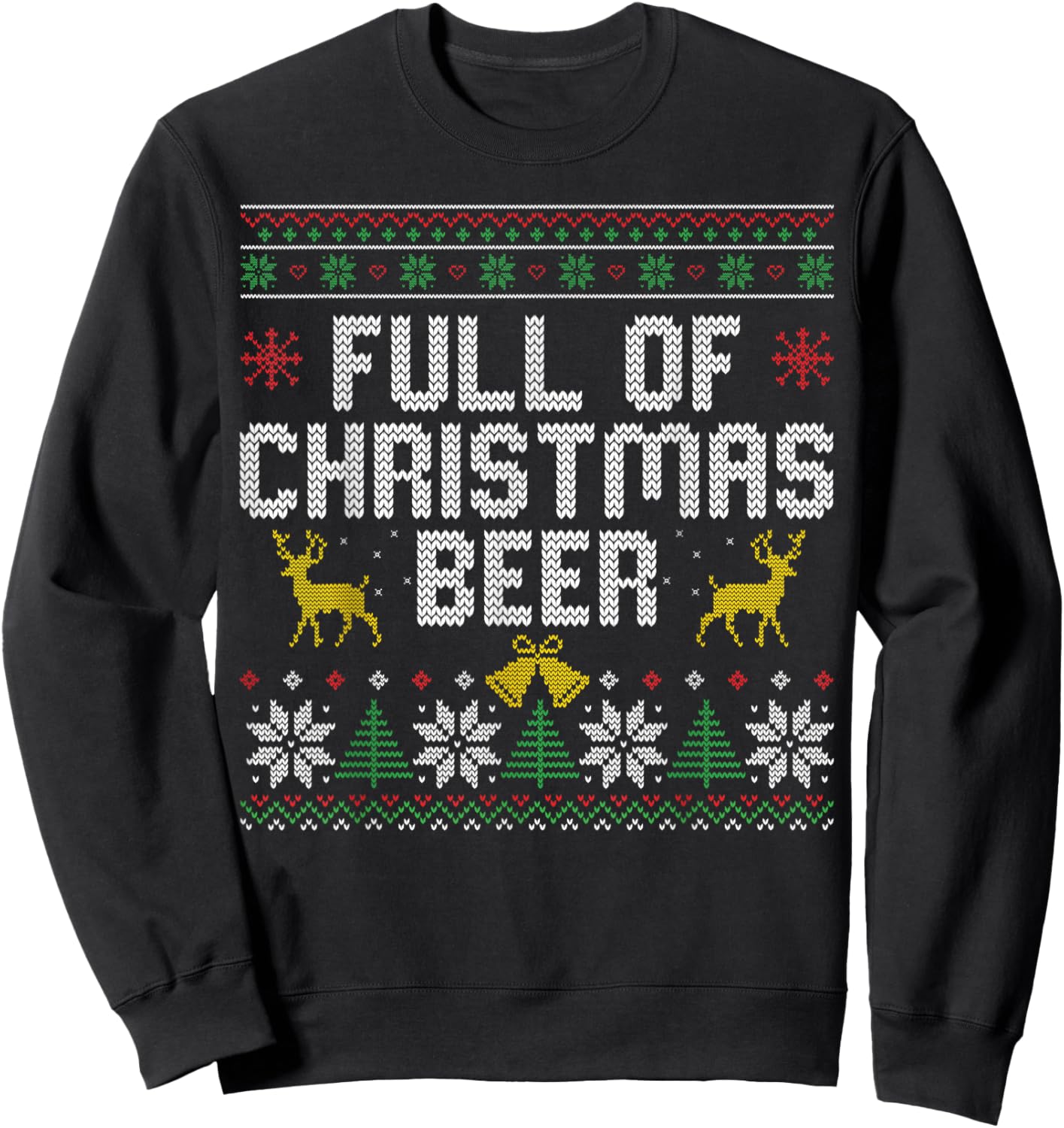 Full of Christmas Beer and Christmas Cheer Couple Matching Sweatshirt - Sweatshirt | Black