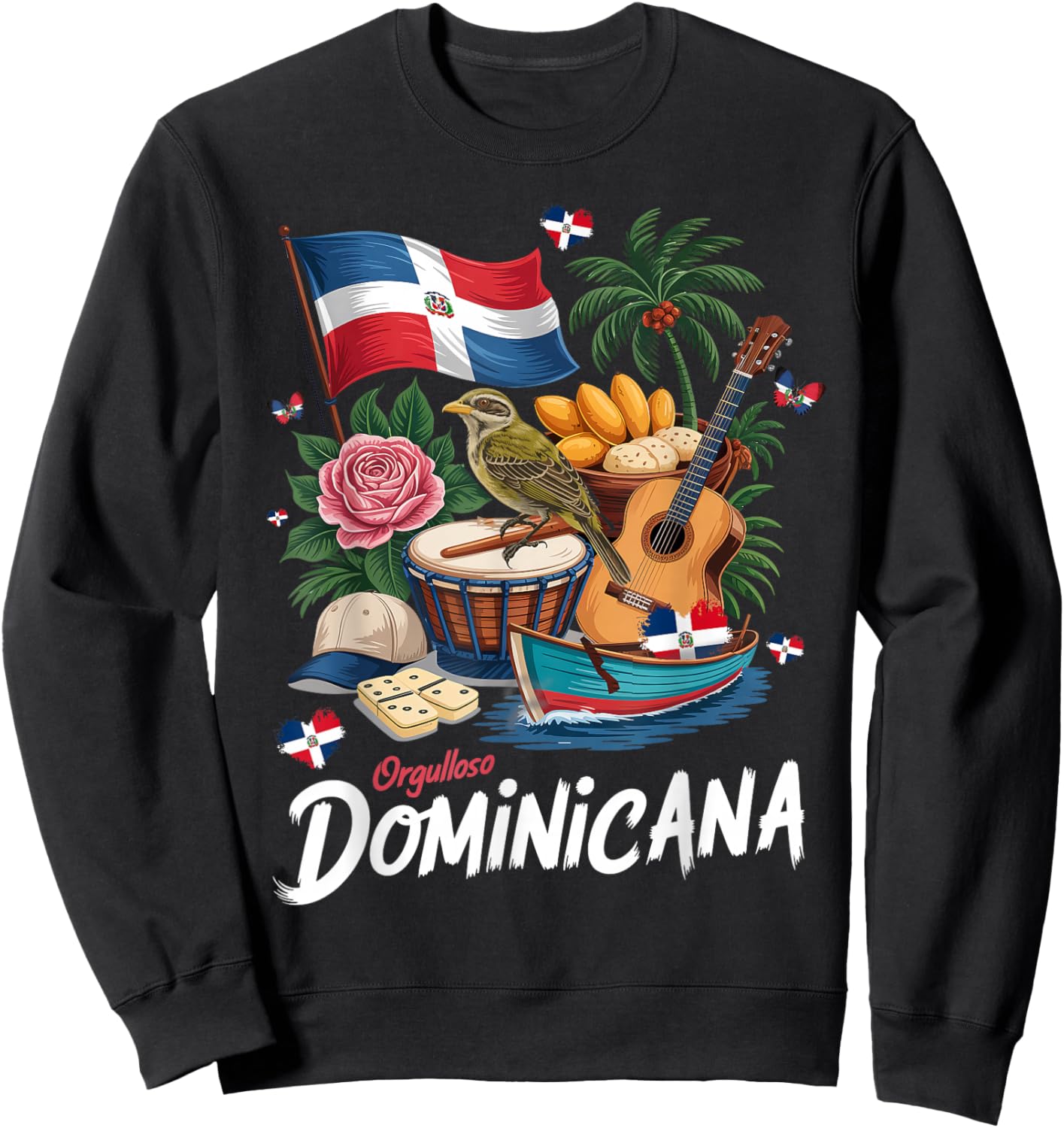 Dominicana Costume Idea Dominican Republic Flag Sweatshirt - Sweatshirt | Black