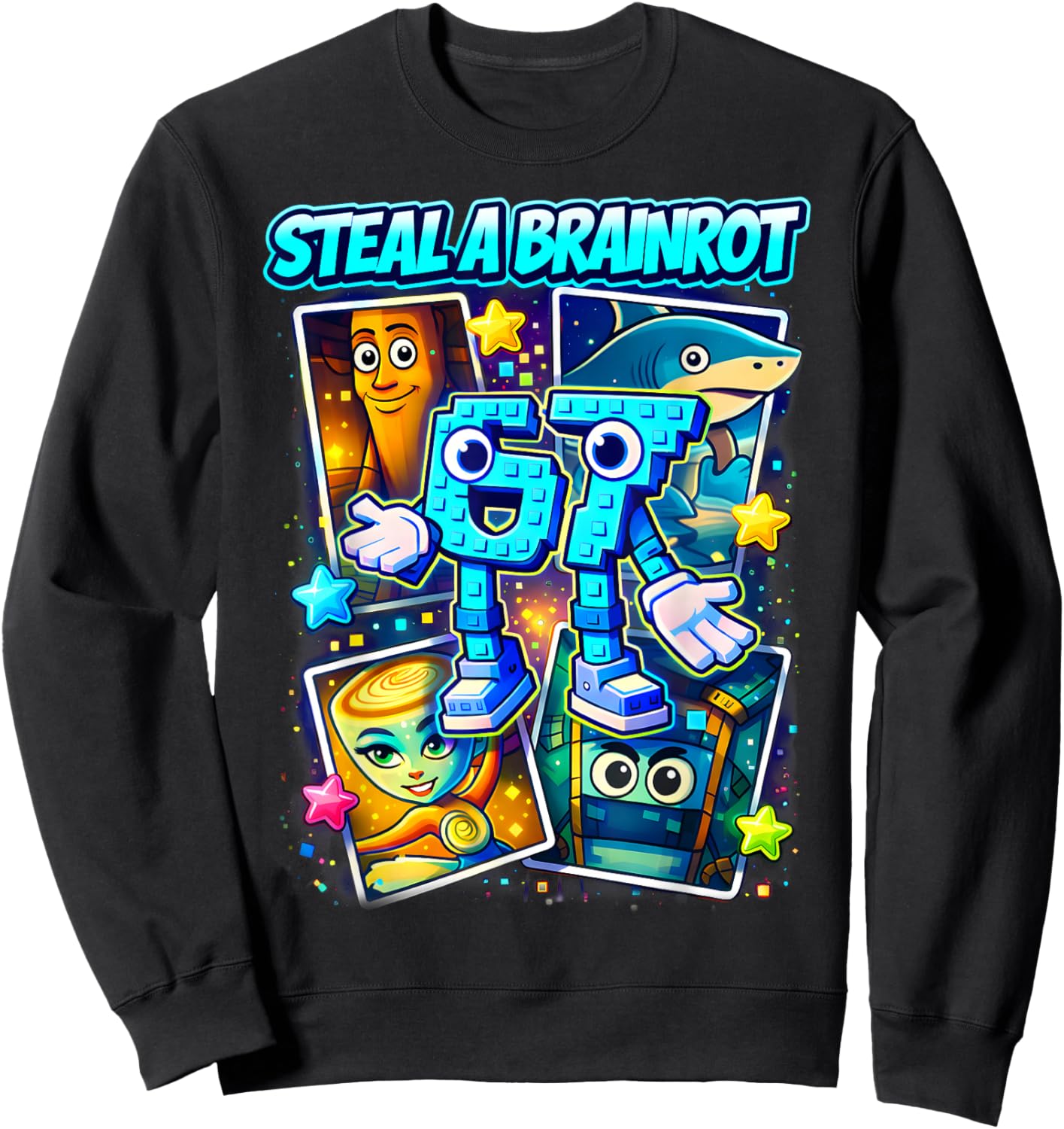 Funny 67 Steal A Brainrot 6 7 Birthday Boy Gift Kid Boys Sweatshirt - Sweatshirt | Black