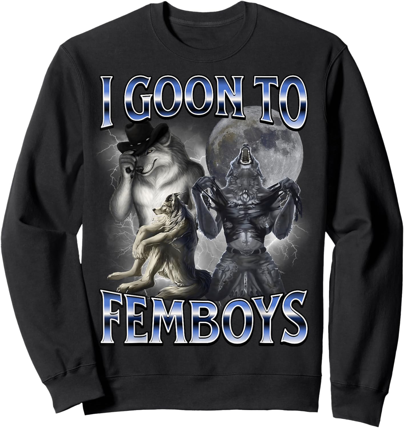 I Goon to FEMBOYS Certified Gooner Brainrot Meme Edging Sweatshirt - Sweatshirt | Black