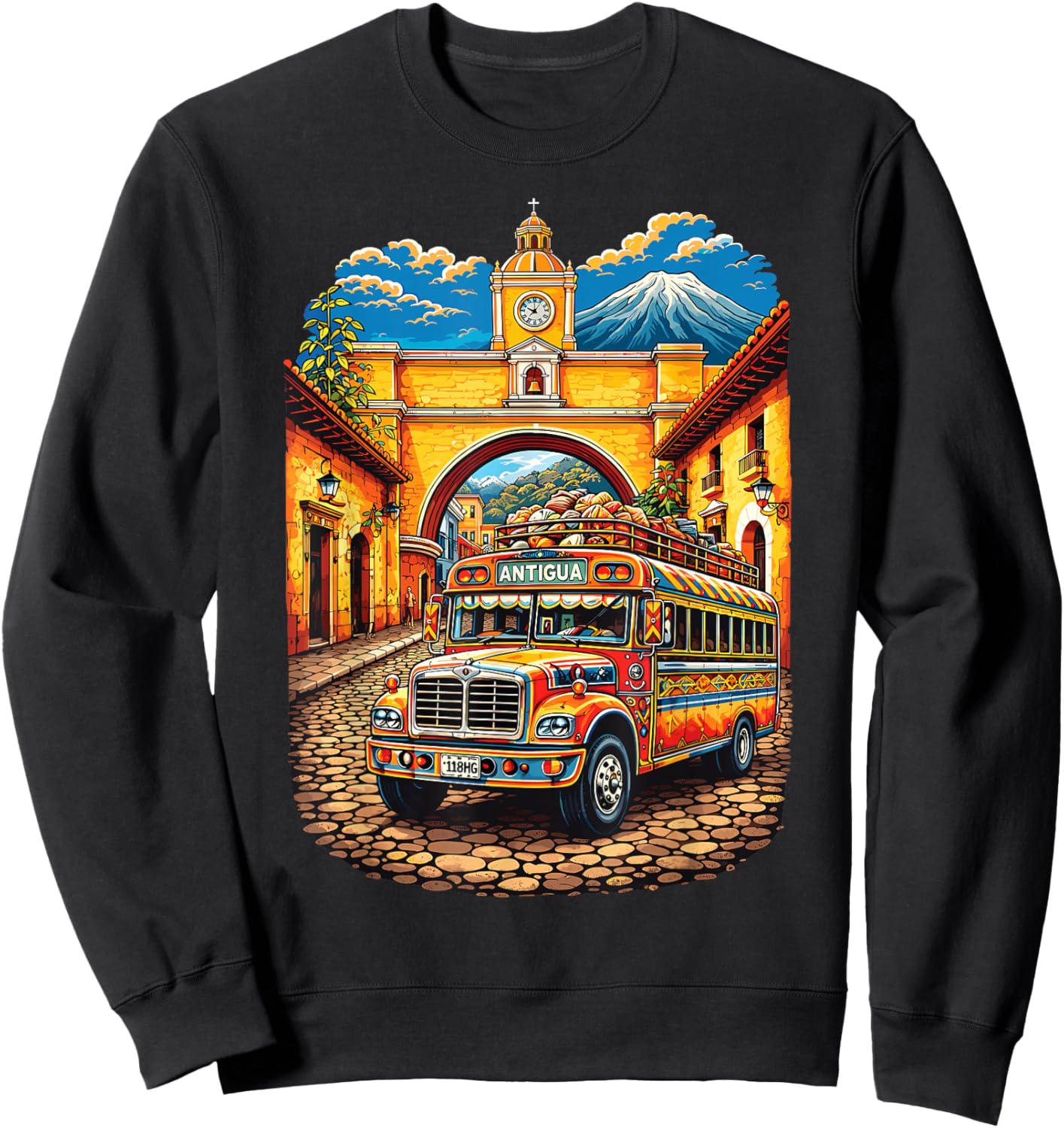 Guatemala Chicken Bus Antigua Chapin Quetzal Guate Tikal 502 Sweatshirt - Sweatshirt | Black