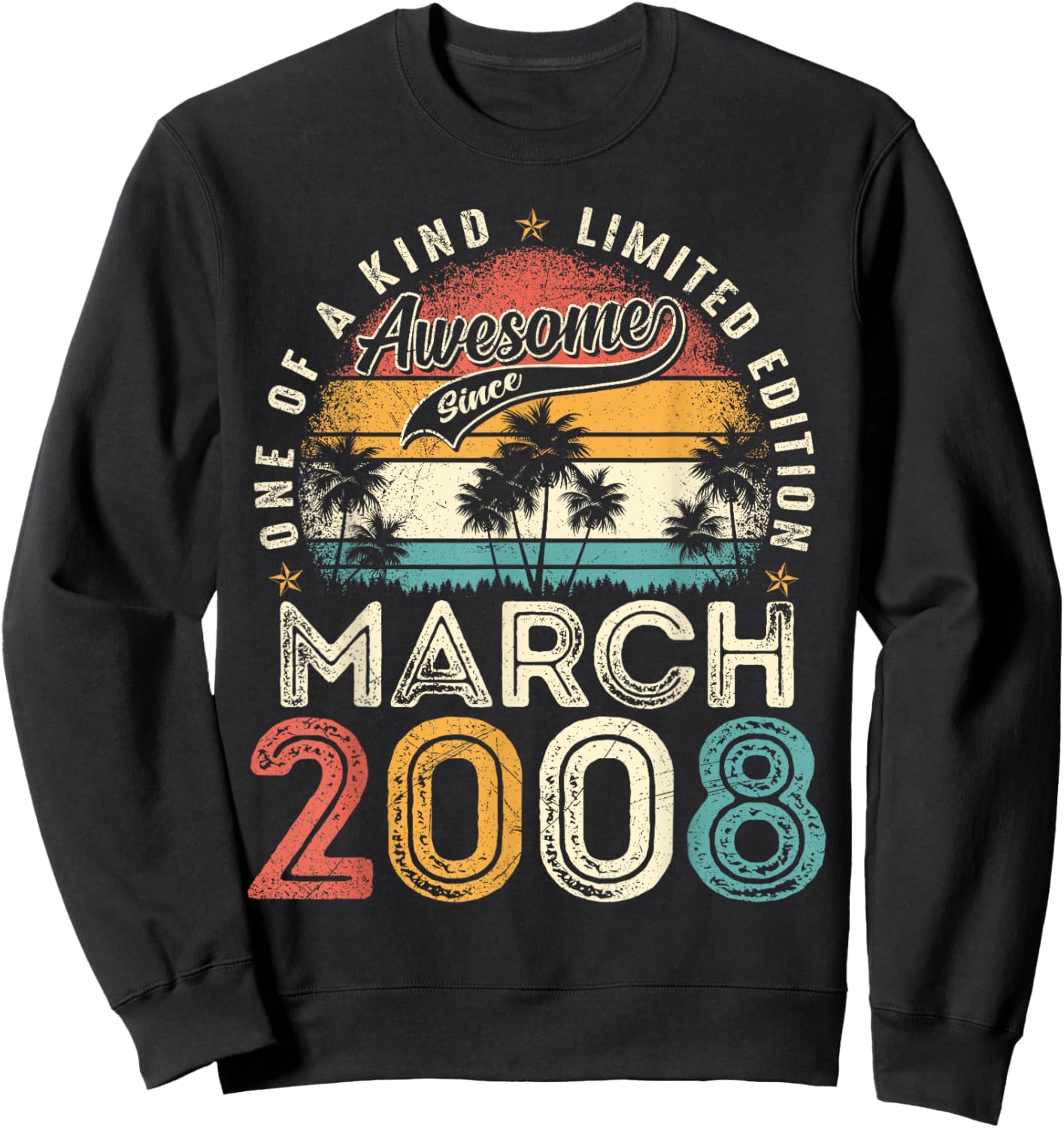 18 Years Old Men Awesome Since March 2008 18th Birthday Boys Sweatshirt - Sweatshirt | Black