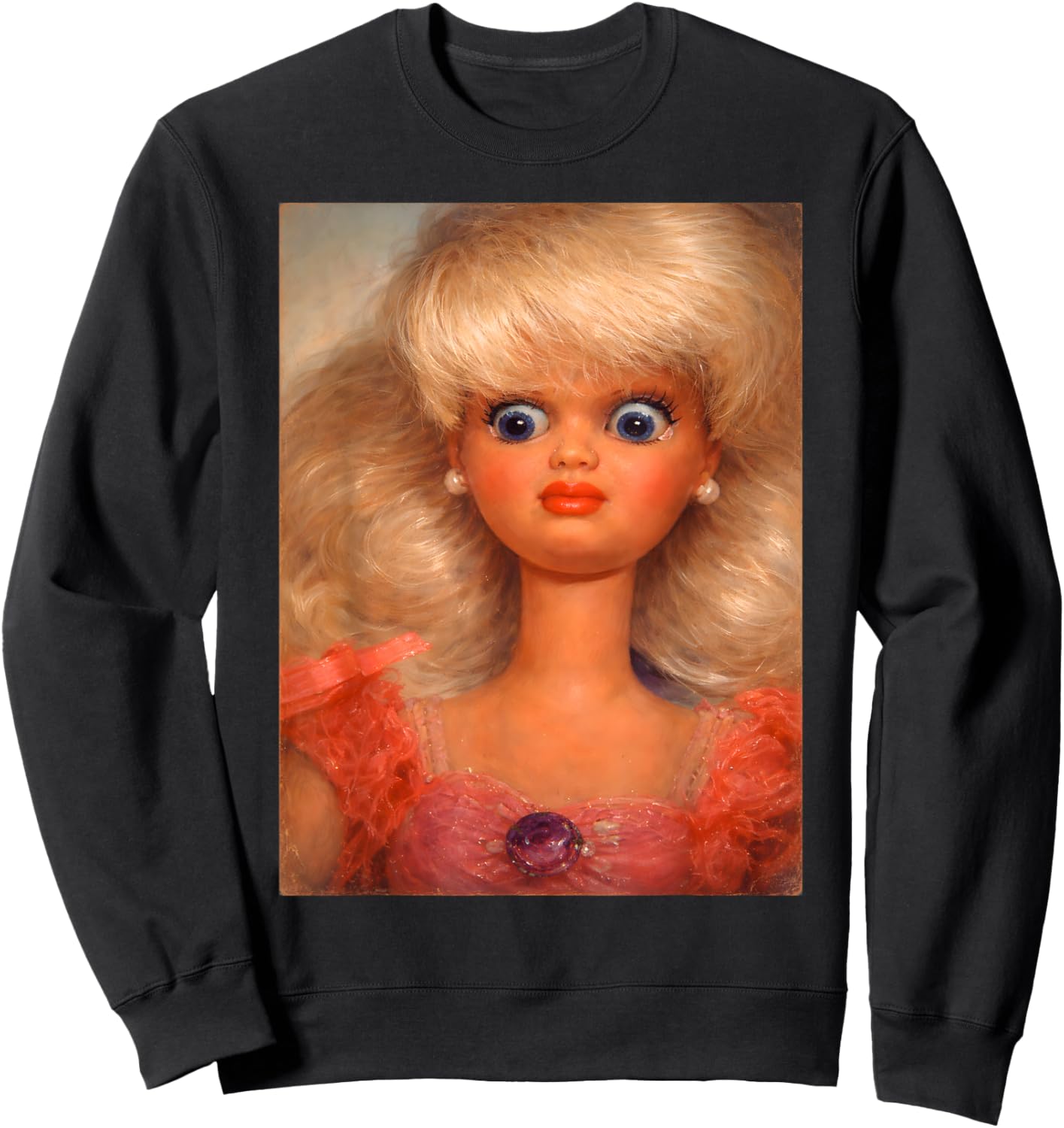 Distressed Doll Face Meme Sweatshirt - Sweatshirt | Black