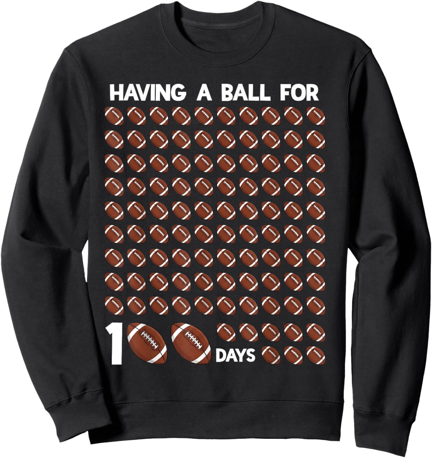 100 Days of School Boys Football 100th Day of School Kids Sweatshirt - Sweatshirt | Black