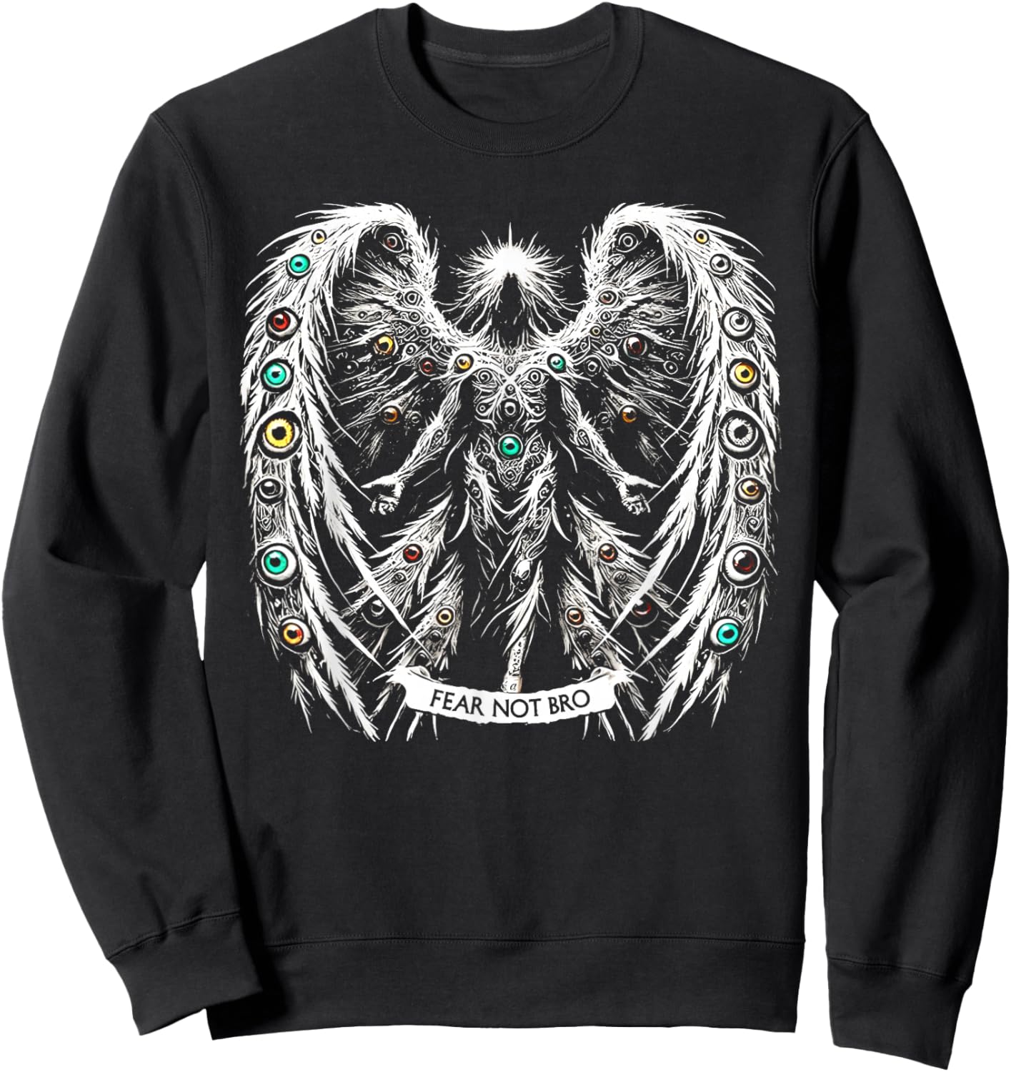 Fear Not Bro Seraphim Angel Biblical Christian Humor Sweatshirt - Sweatshirt | Black