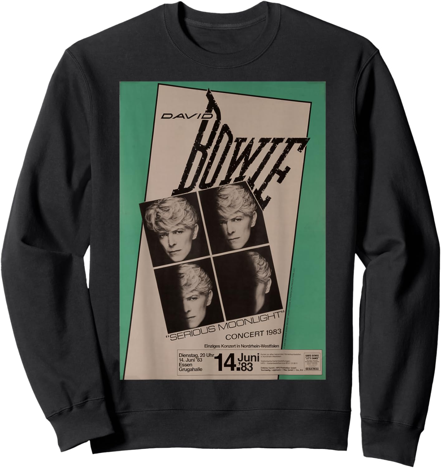 Official David Bowie Serious Moonlight Tour Essen Germany Sweatshirt - Sweatshirt | Black
