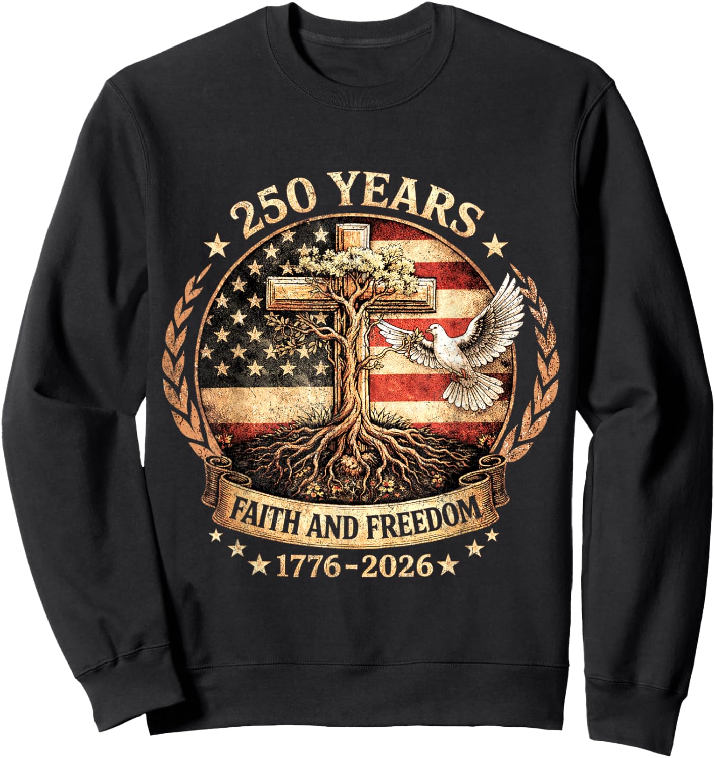250 Years American 1776 2026 250th USA Birthday 4th of July Sweatshirt - Sweatshirt | Black
