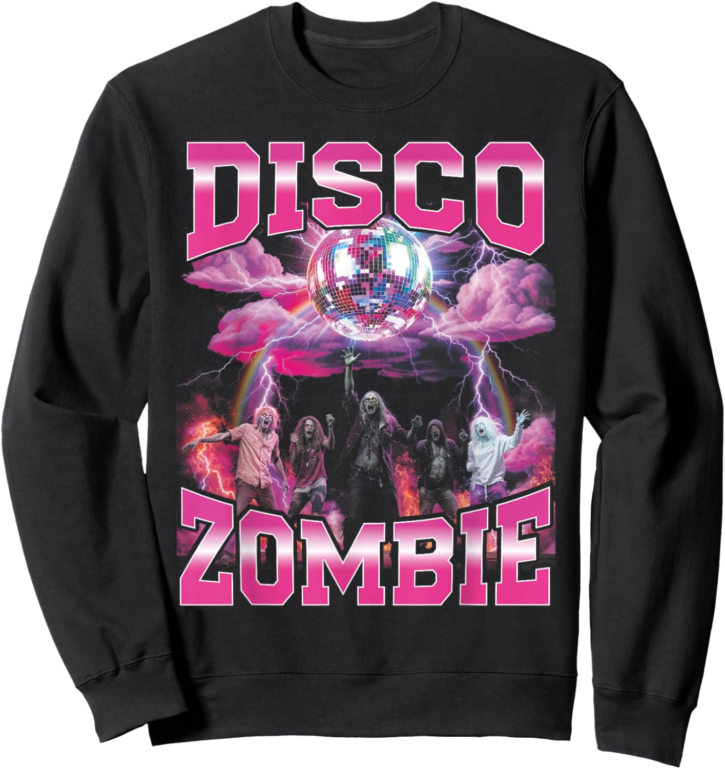 Disco Zombie Bootleg Funny 70s Party Bootleg Halloween Sweatshirt - Sweatshirt | Black