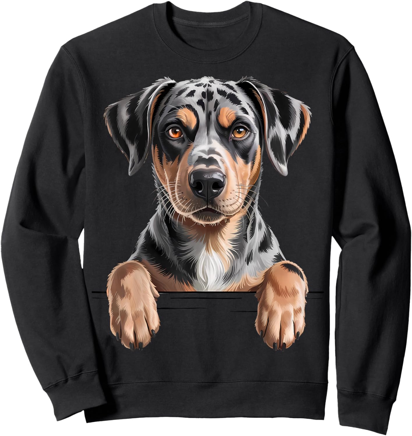 Catahoula Leopard Dog Cute Funny Peeking Puppy Sweatshirt - Sweatshirt | Black