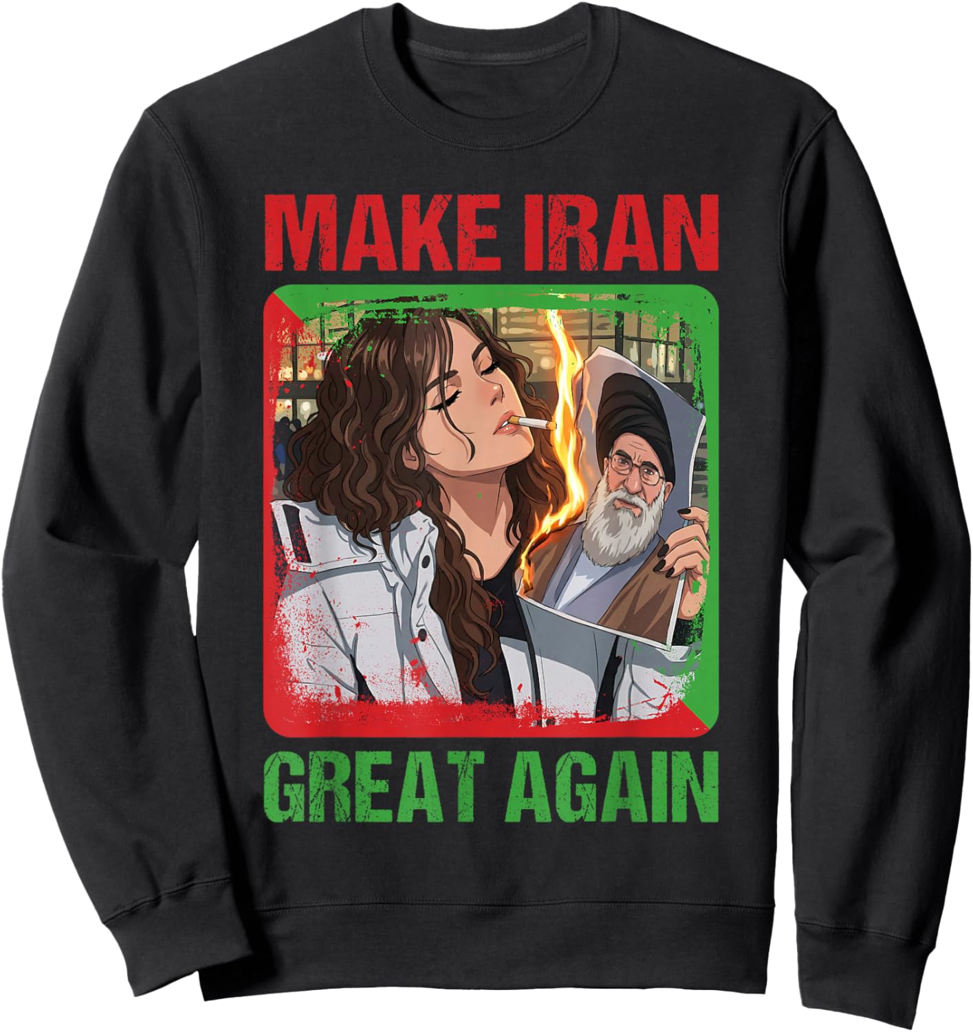 Cigarette of Rebellion Smoke of Resistance Iran Revolution Sweatshirt - Sweatshirt | Black