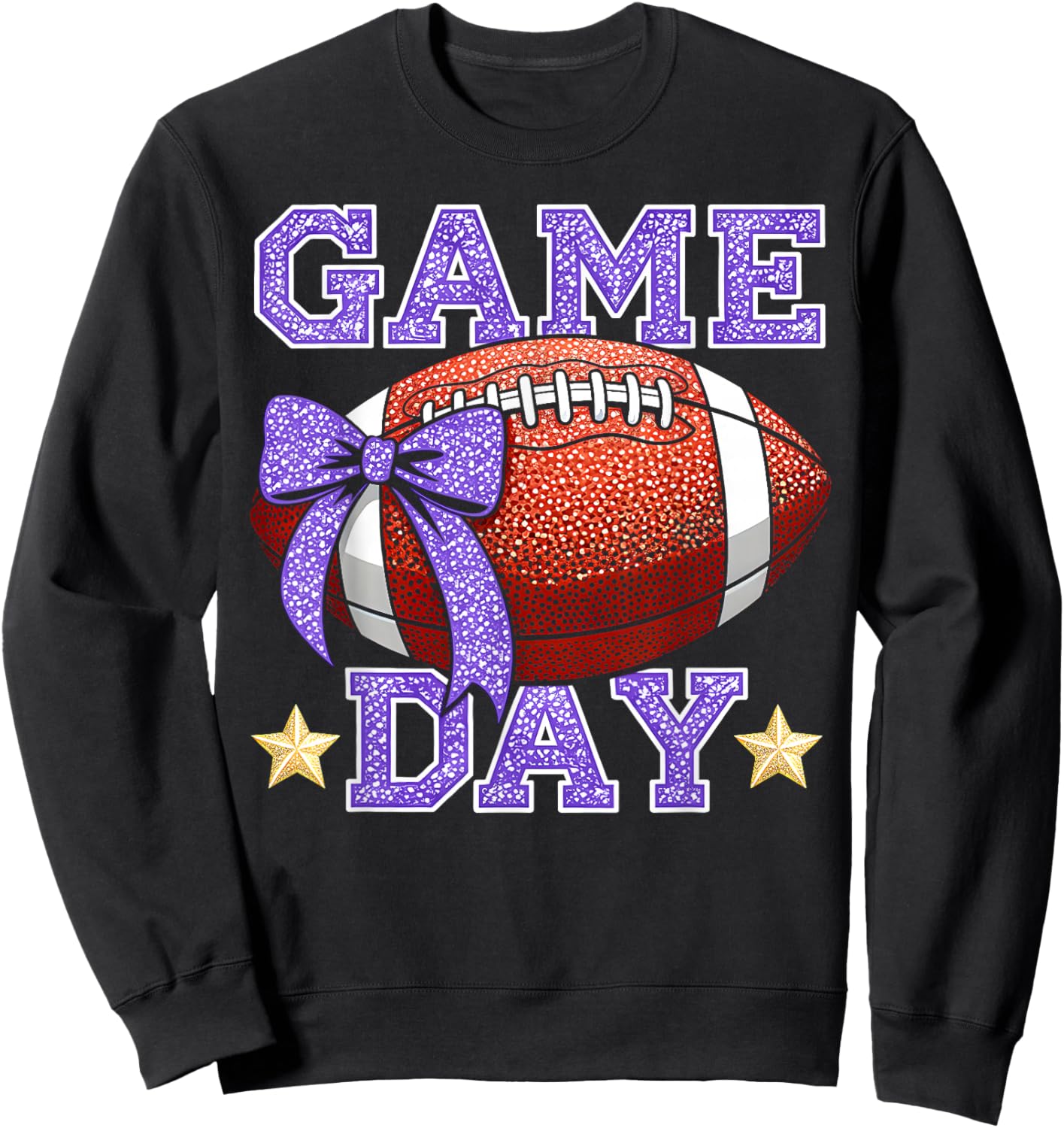 Game Day Football Season Football Mama Mom Purple Gold Vibes Sweatshirt - Sweatshirt | Black