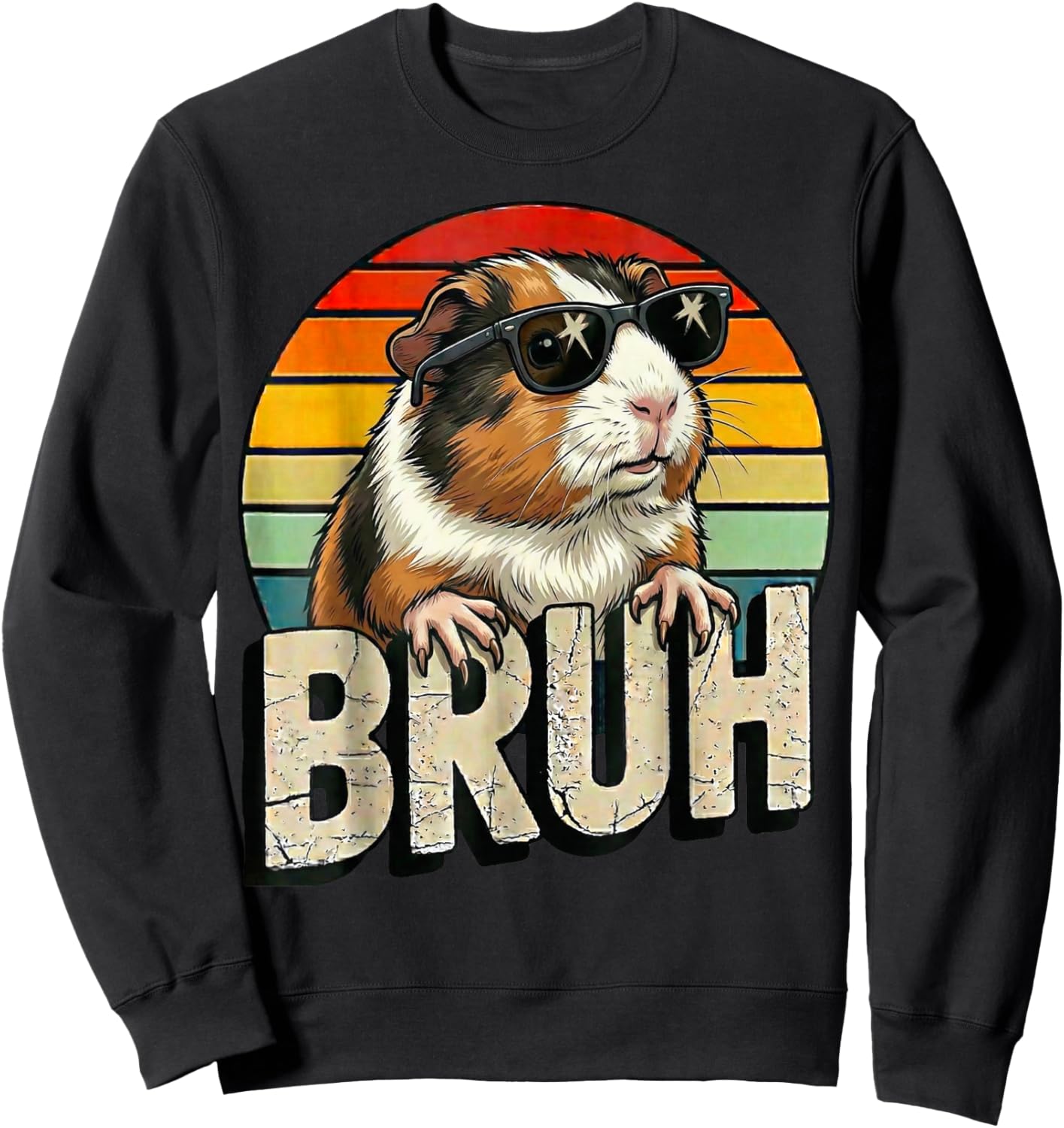 Bruh Bro Kids Boys Cute Wheek Funny Guinea Pig Lover Sweatshirt - Sweatshirt | Black