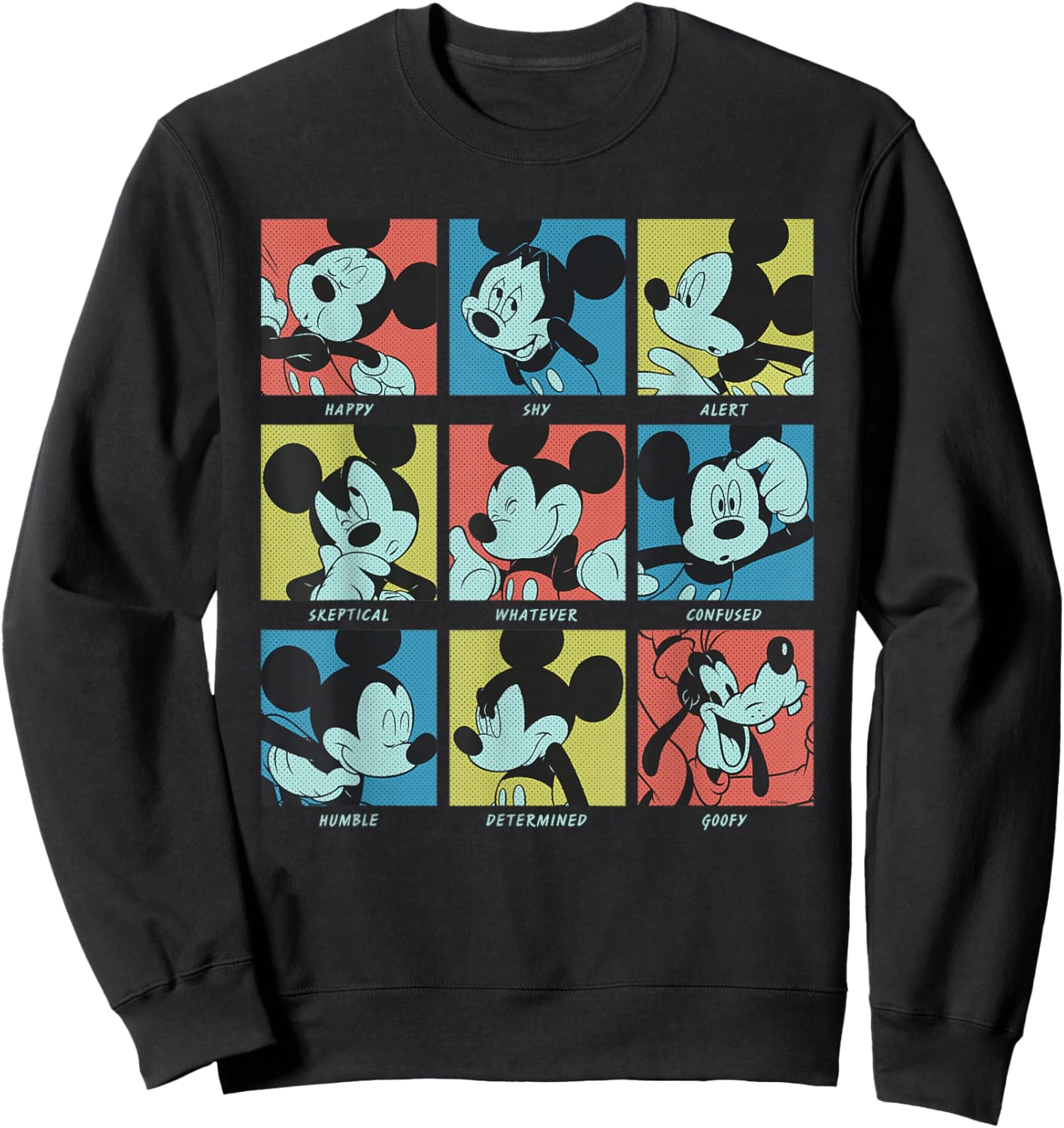 Disney Mickey Mouse and Goofy Current Mood Funny Retro Moods Sweatshirt - Sweatshirt | Black