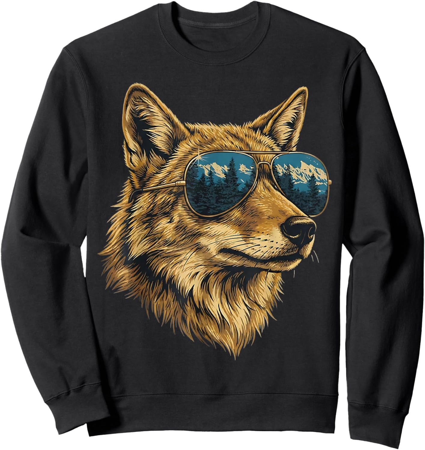 Cool Retro Coyote Sunglasses Wildlife Animal Boys Kids Sweatshirt - Sweatshirt | Black