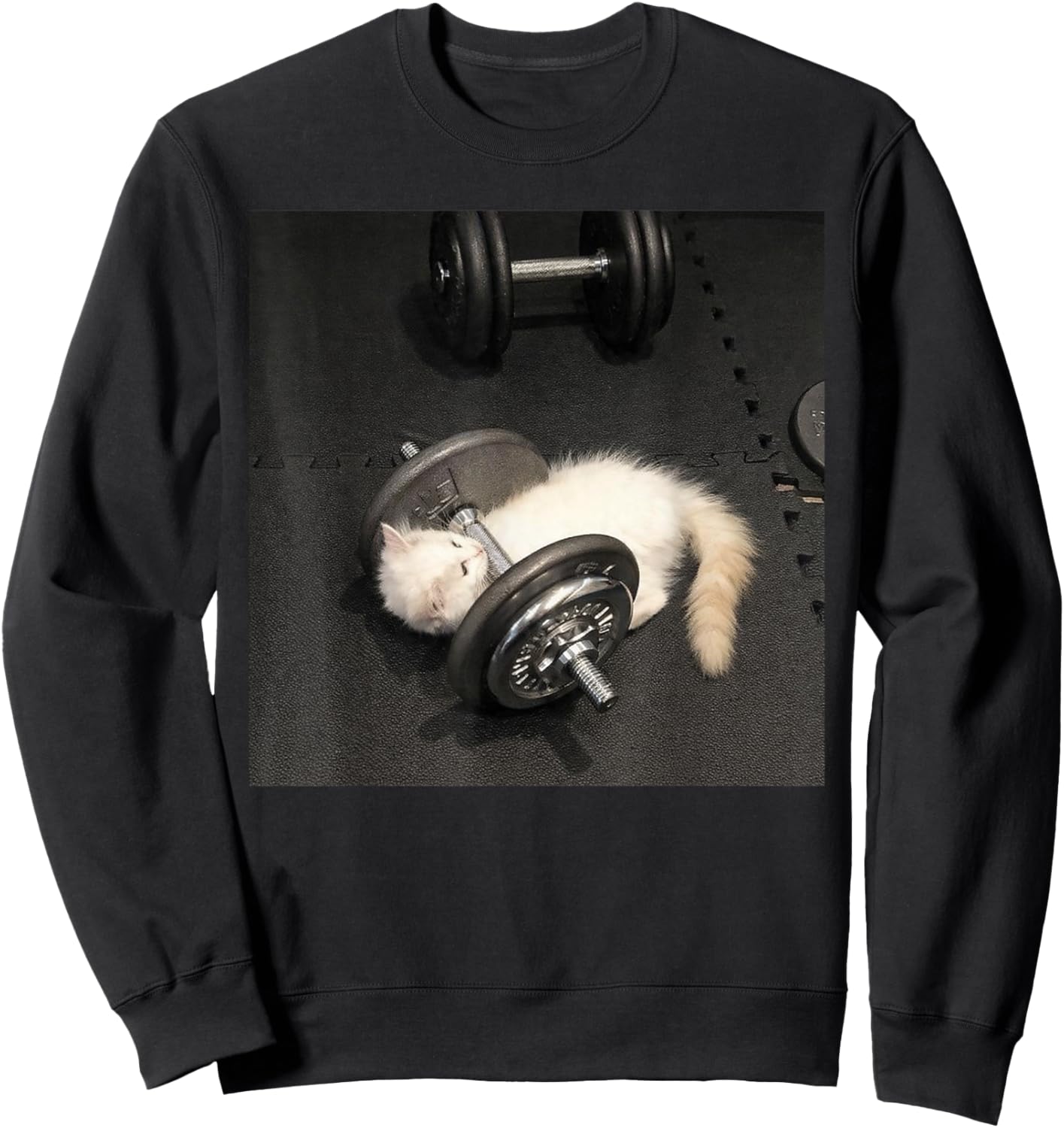 Cat Deadlift Training Funny Cute Cat Weightlifting Meme Sweatshirt - Sweatshirt | Black