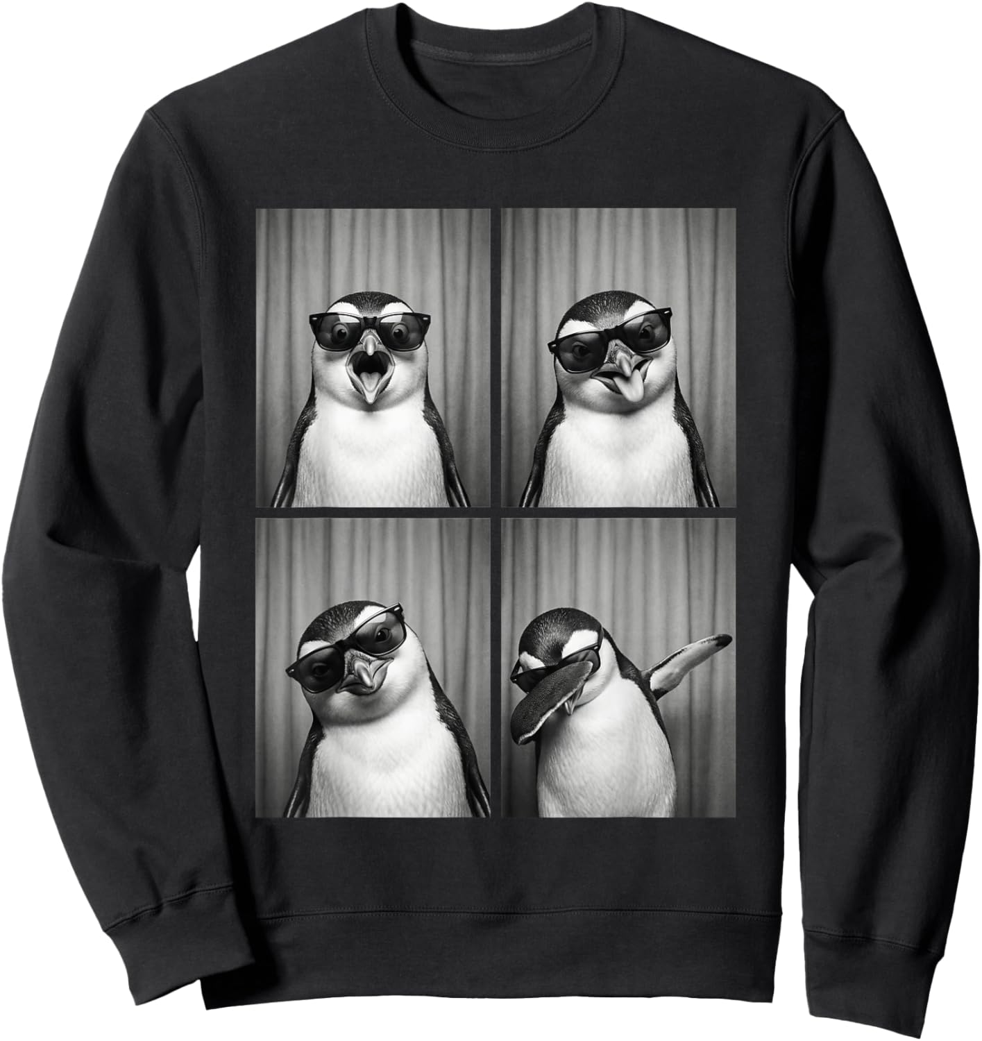 Penguin PhotoBooth Sunglasses Funny Dab Penguins Lover Sweatshirt - Sweatshirt | Black