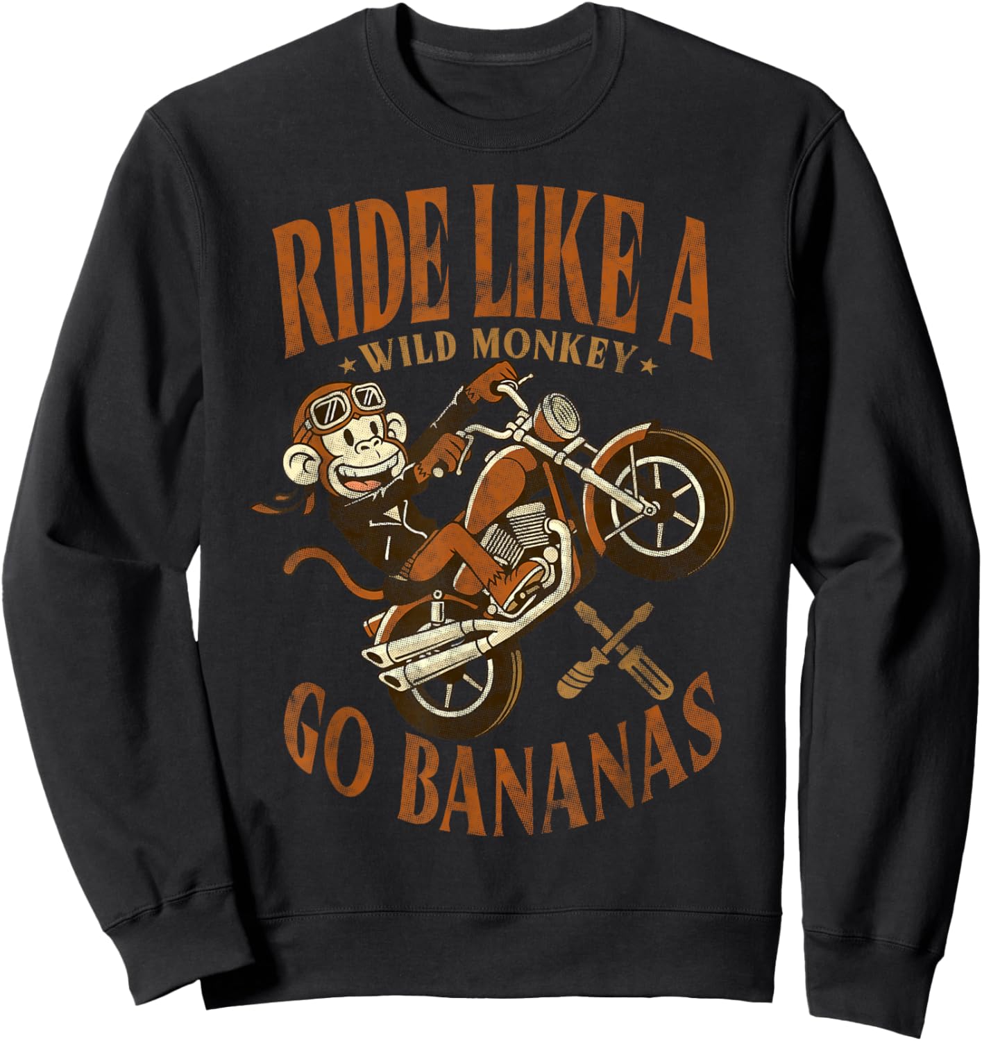 Biker Monkey Ride Like A Wild Monkey Go Bananas Motorcycle Sweatshirt - Sweatshirt | Black