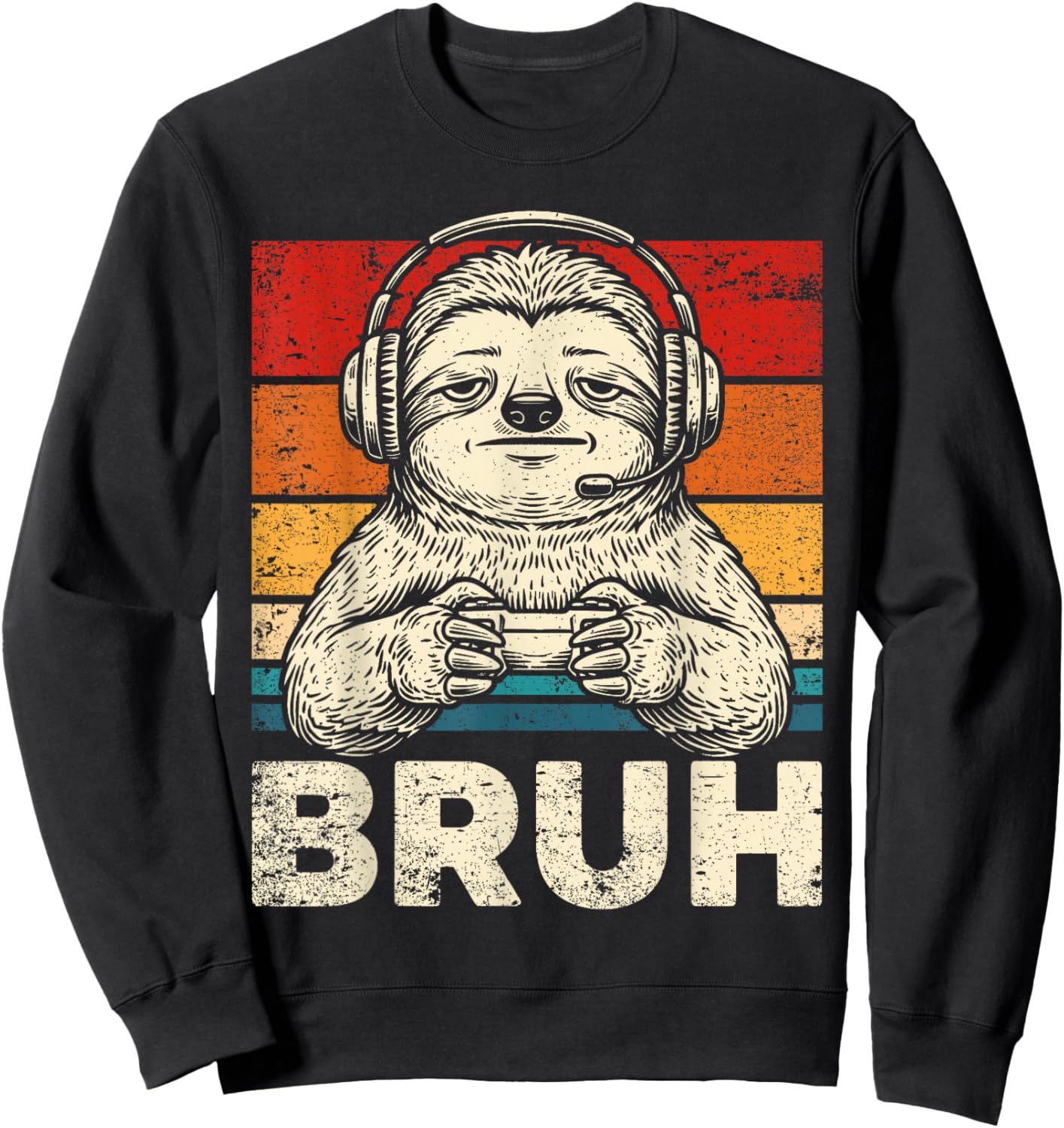 Gamer Sloth Bruh Graphic for Boys Girls Men Women Sweatshirt - Sweatshirt | Black