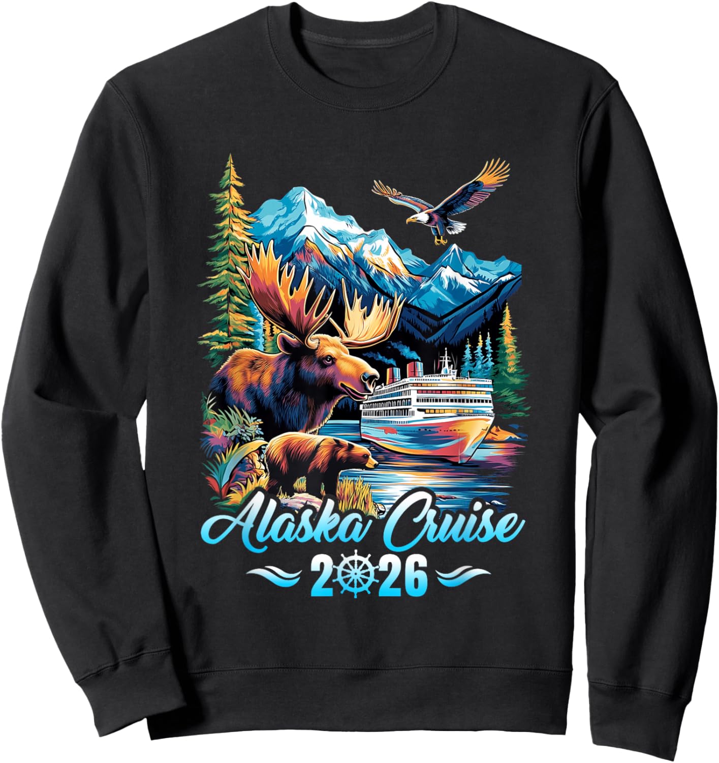 Alaska Cruise 2026 Matching Family Friends Group Alaskan Sweatshirt - Sweatshirt | Black