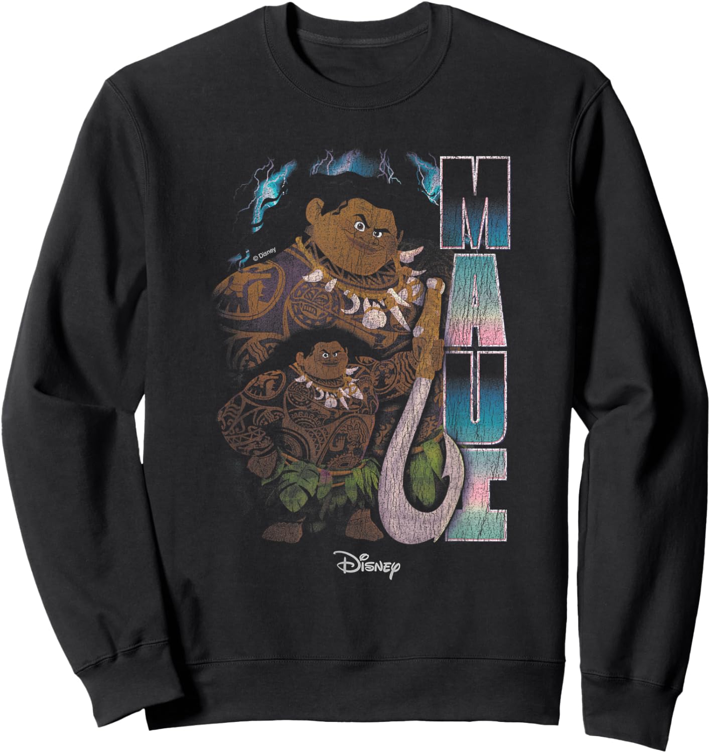 Disney Moana Maui Distressed Sweatshirt - Sweatshirt | Black