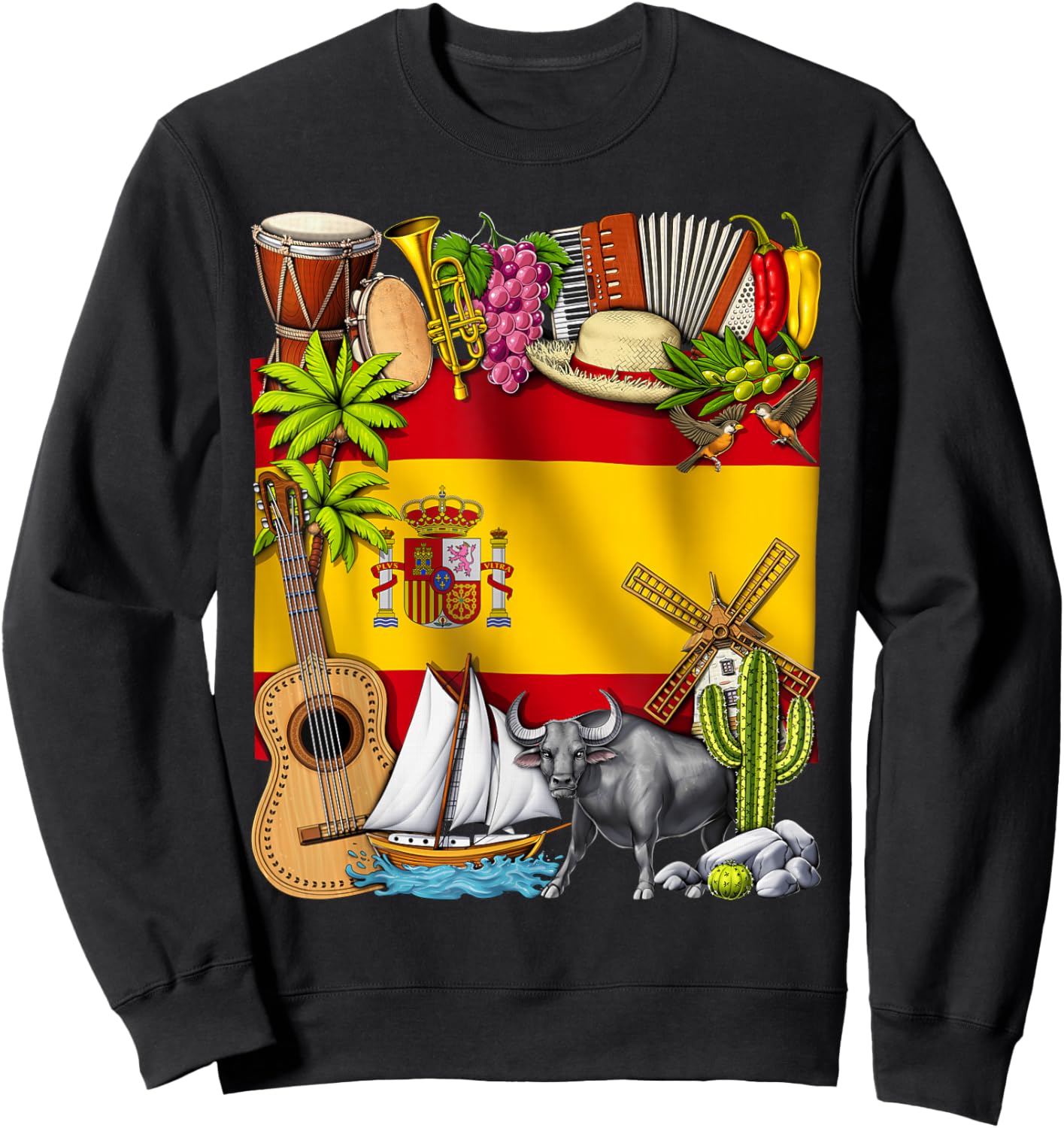 Spain Flag Spanish Pride Espana Heritage Proud Spaniard Sweatshirt - Sweatshirt | Black