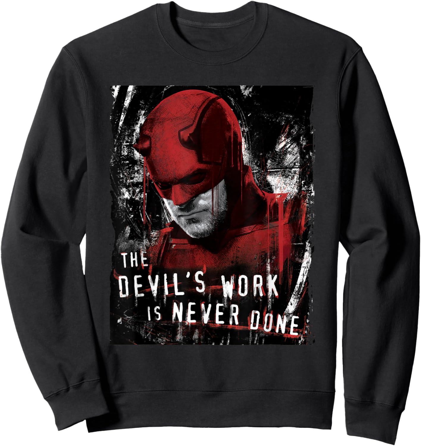 Marvel Daredevil: Born Again Matt The Devils Work Distressed Sweatshirt - Sweatshirt | Black