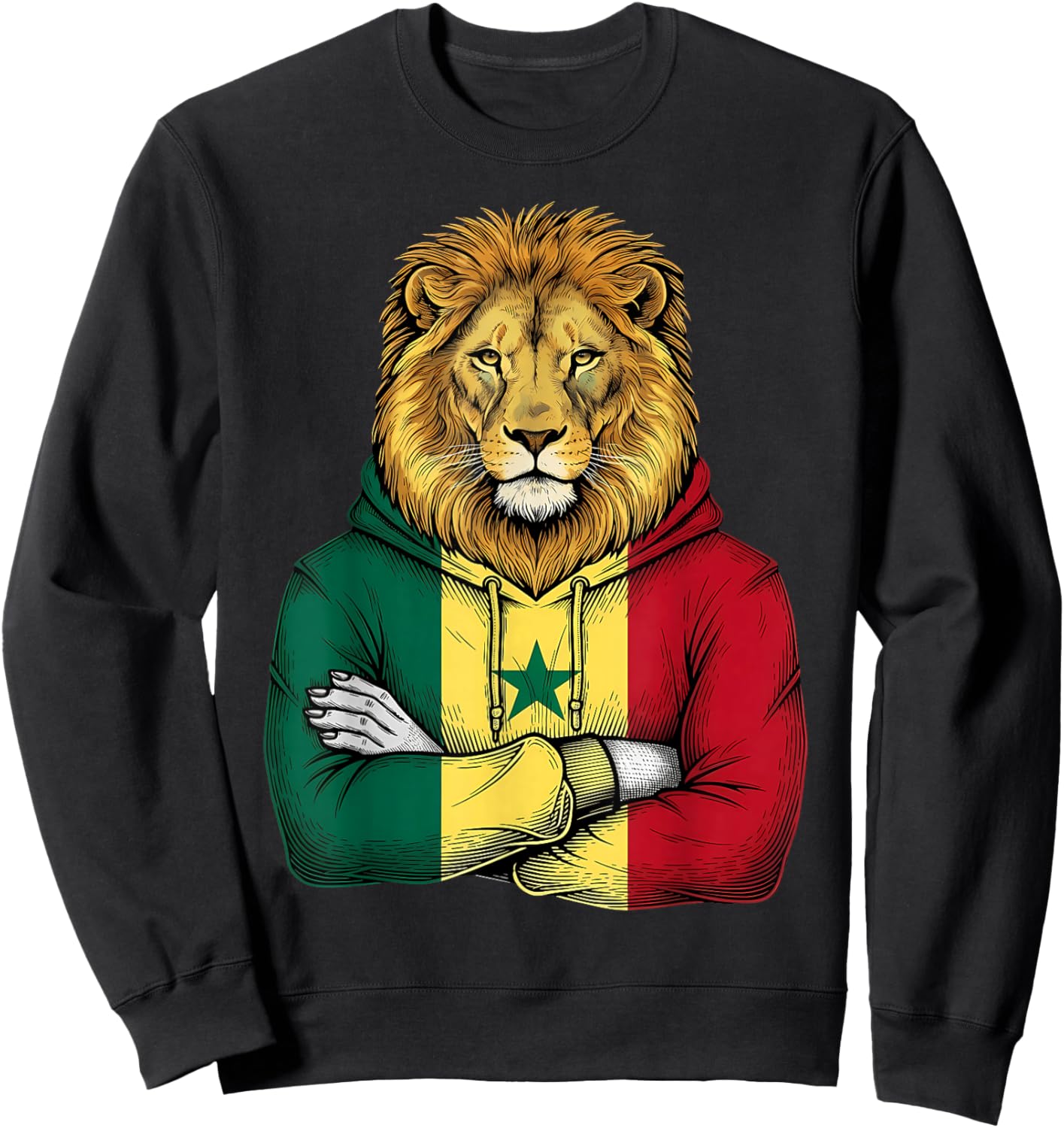 Senegal Flag Lion Senegalese Roots Sweatshirt - Sweatshirt | Black