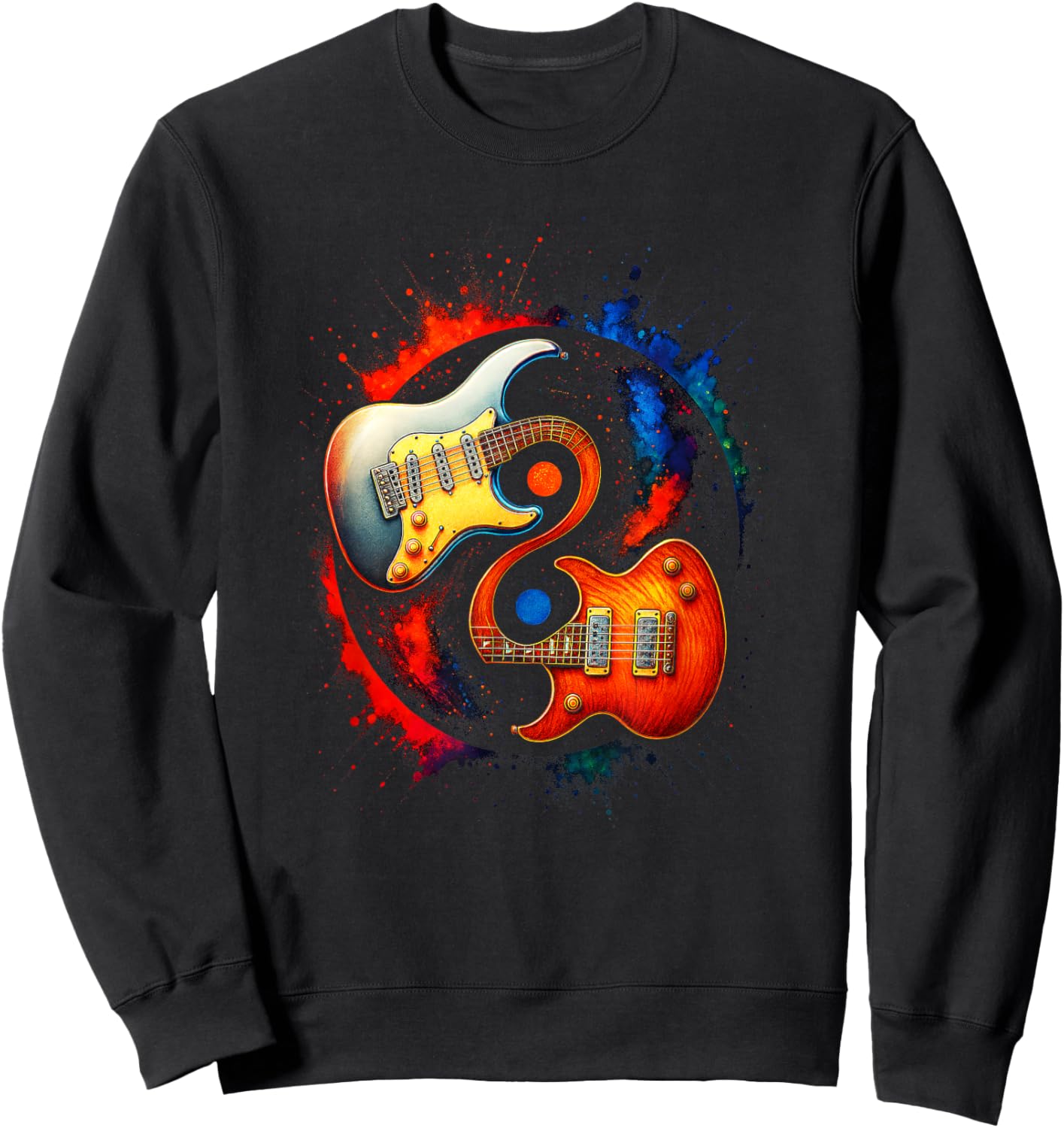 Yin Yang Guitar - Music Lovers Spiritual Art Sweatshirt - Sweatshirt | Black