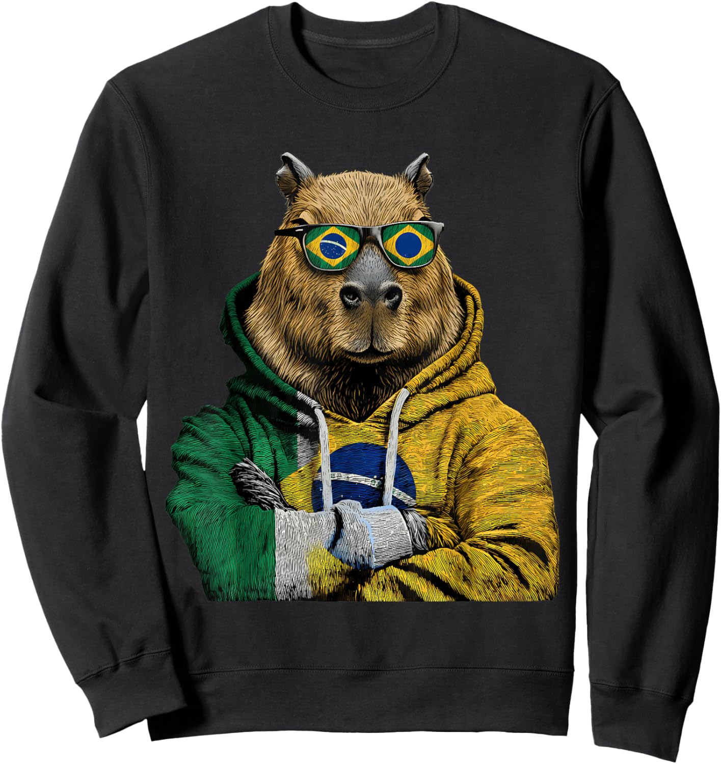 Brasil Flag Capybara Brazilian Pride Brasilian Roots Brazil Sweatshirt - Sweatshirt | Black