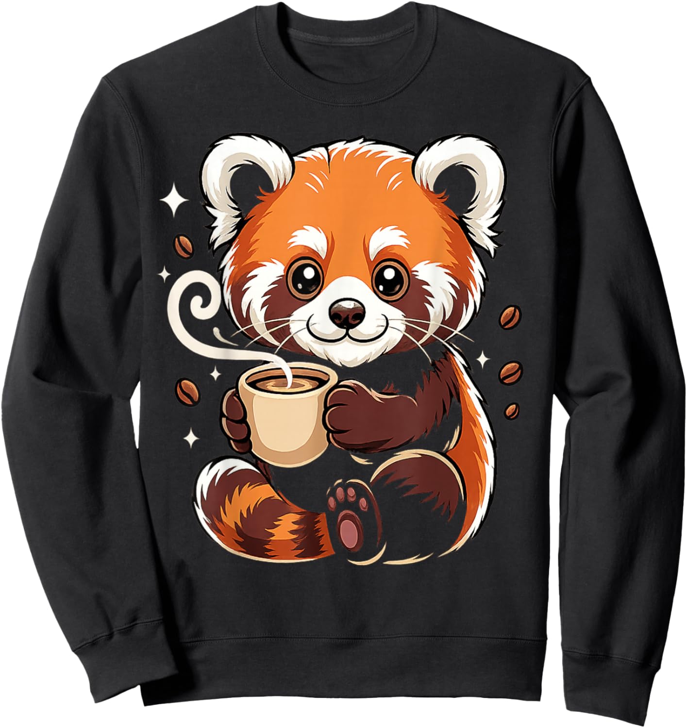 Cute red Panda Coffee Design for Animal Lovers and red Panda Sweatshirt - Sweatshirt | Black