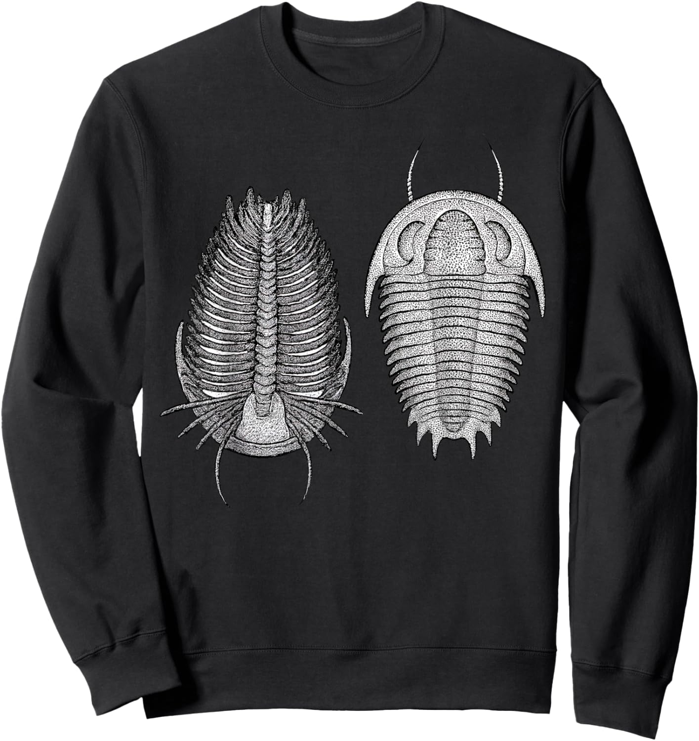 Trilobite Fossil Dorsal and Ventral View Paleontology Sweatshirt - Sweatshirt | Black