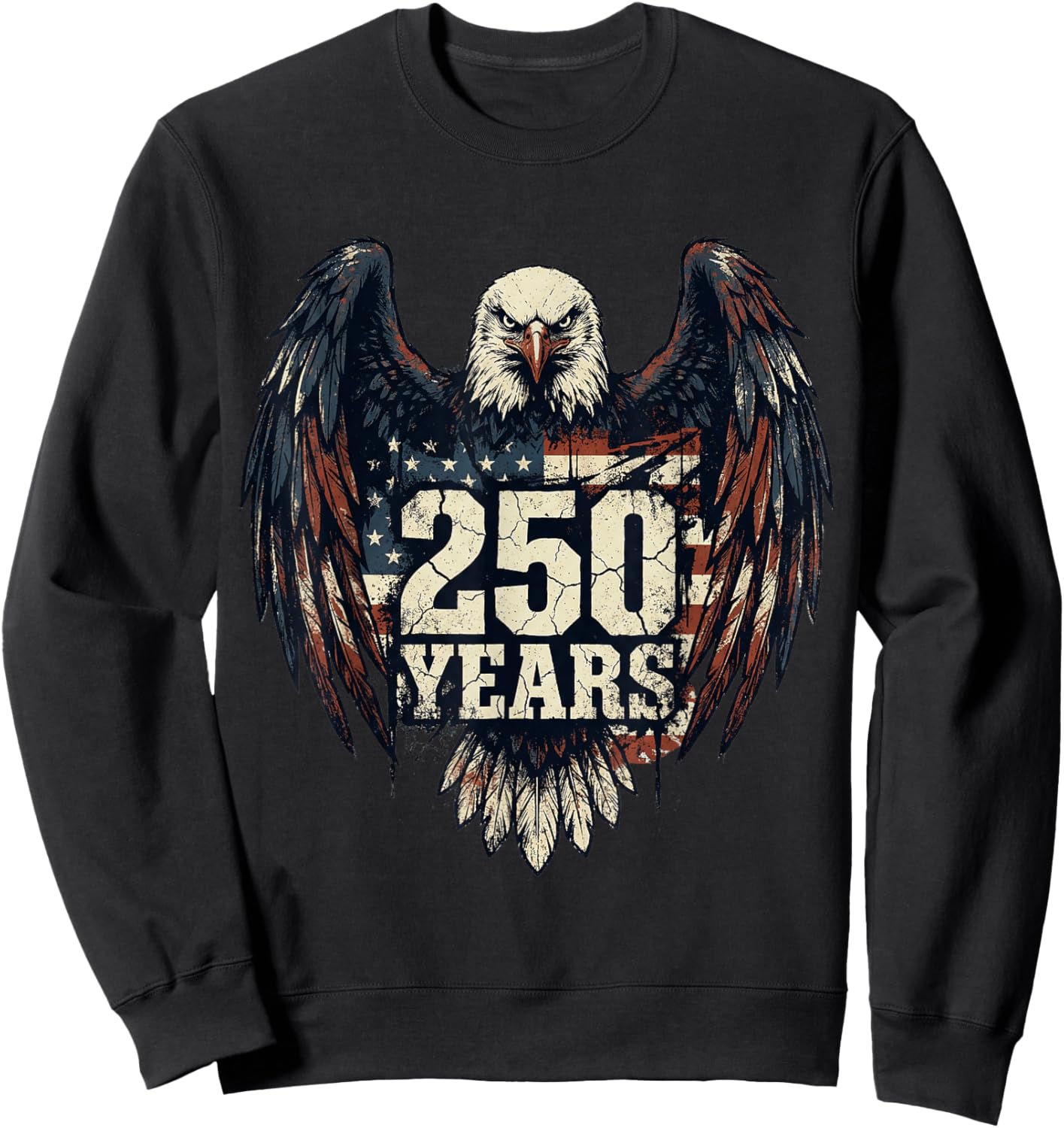 250 Years Patriotic American Flag 1776-2026 Sweatshirt - Sweatshirt | Black