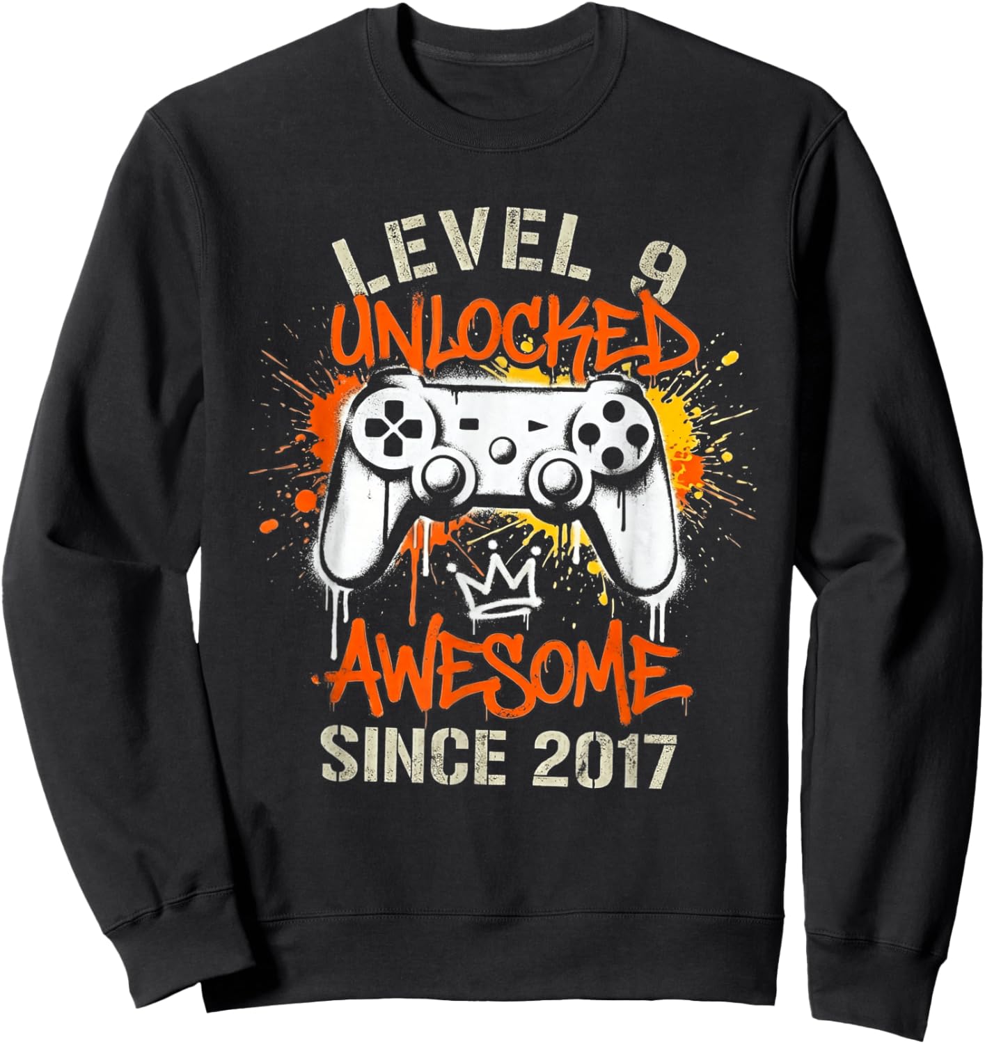 9 Year Old Boy Level 9 Unlocked Awesome 2017 Birthday Sweatshirt - Sweatshirt | Black