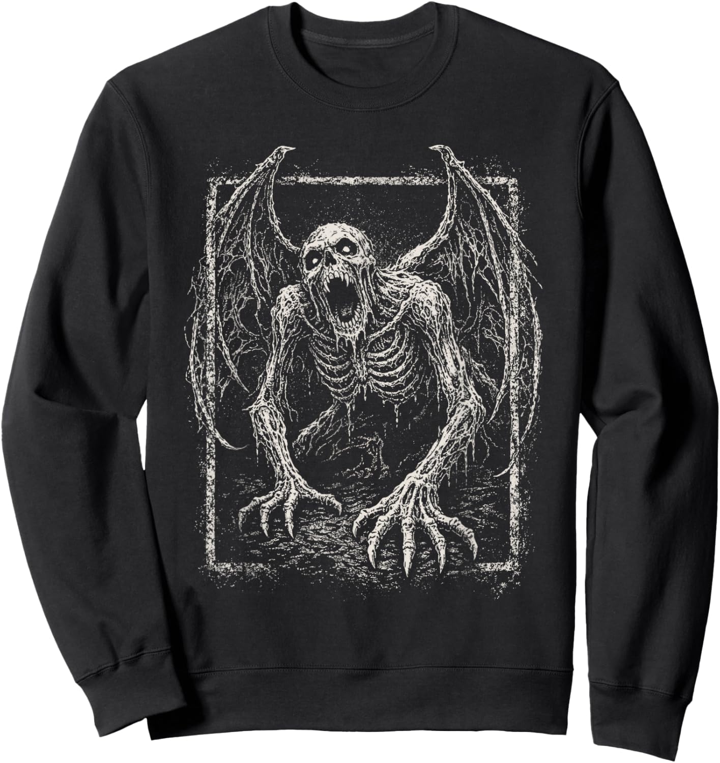 Demon Zombie Skeleton Horror Grave Goth Alt Alternative Art Sweatshirt - Sweatshirt | Black