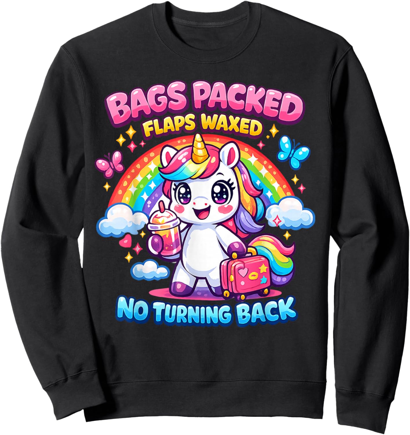 Bags Packed Unicorn Funny Inappropriate Vacation Women Sweatshirt - Sweatshirt | Black