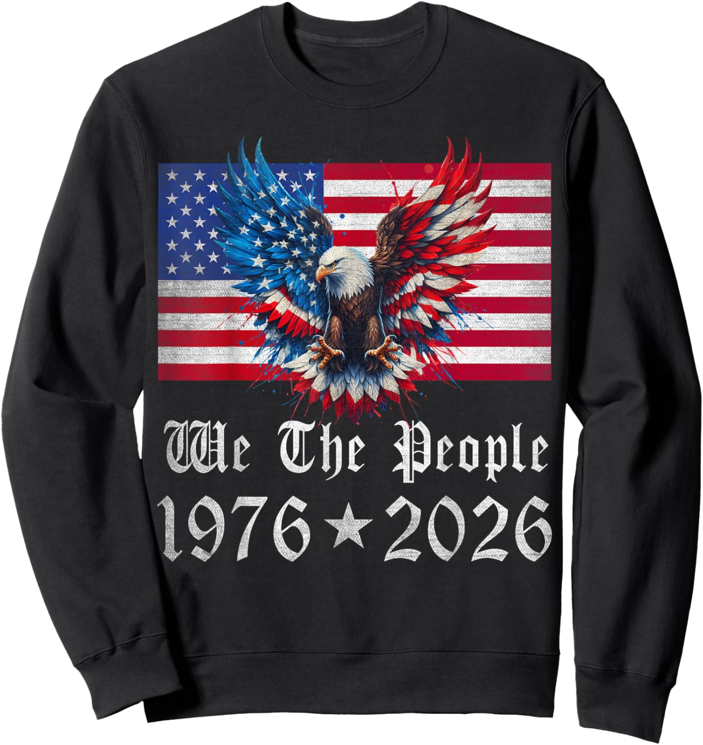 Patriotic Vintage American Flag We The People 1976 USA Sweatshirt - Sweatshirt | Black