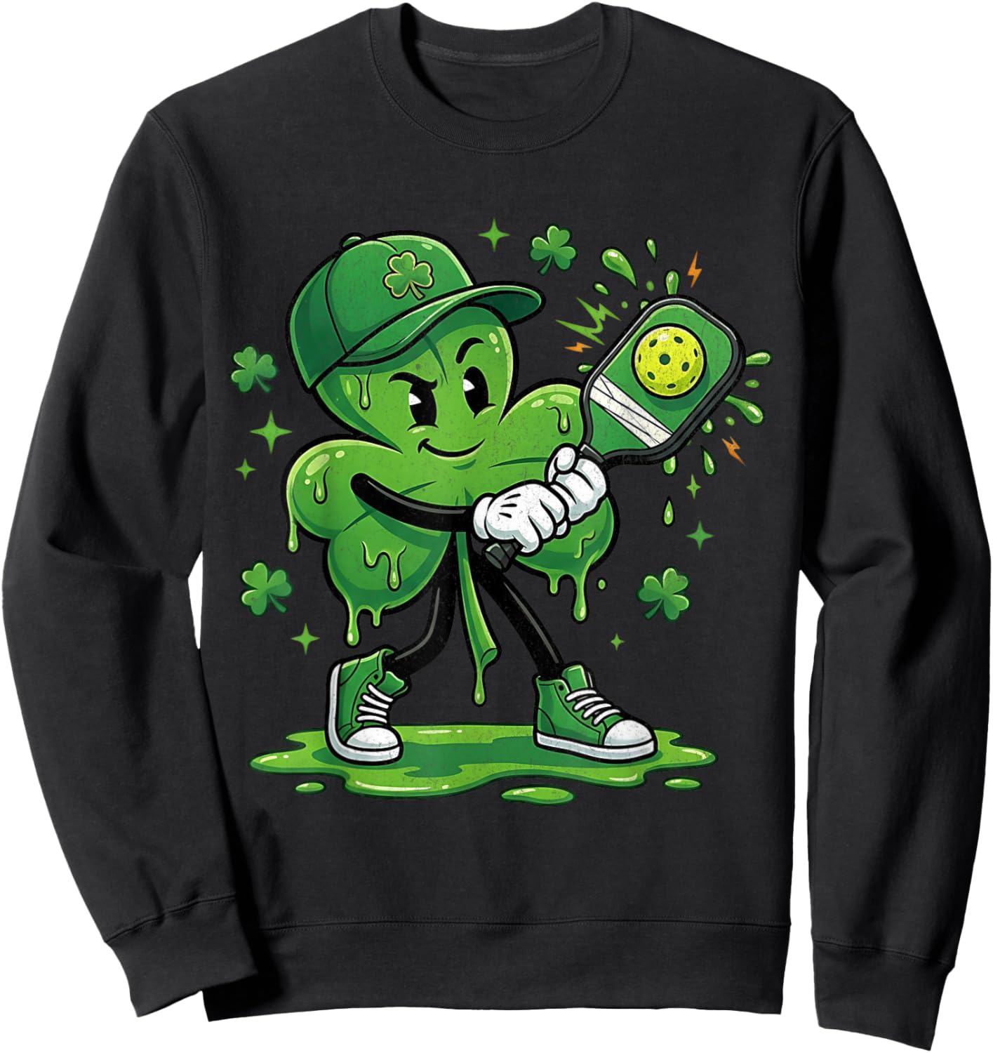 St Patricks Day Pickleball Saint Pattys Paddys Men Women Kid Sweatshirt - Sweatshirt | Black