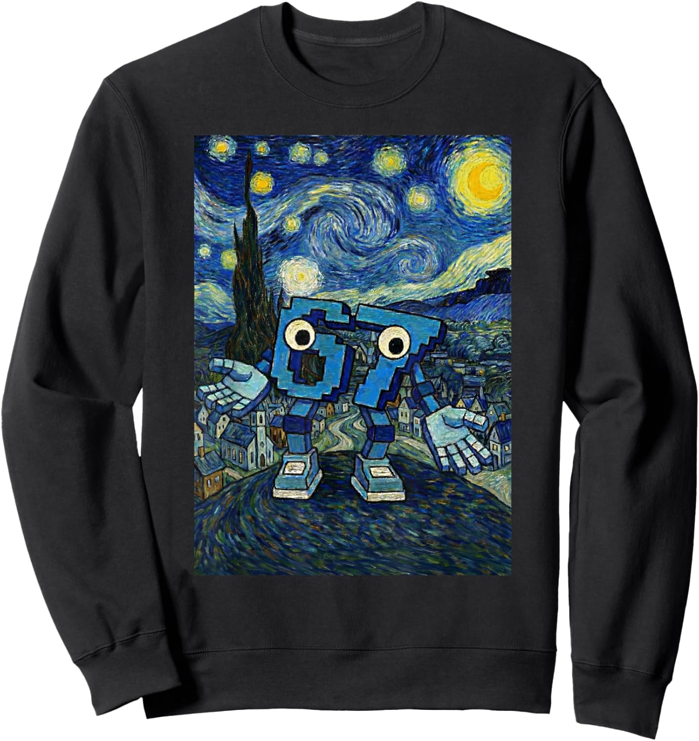 67 Six Seven 6-7 Starry Night Van Gogh Brainrot Slang Meme Sweatshirt - Sweatshirt | Black
