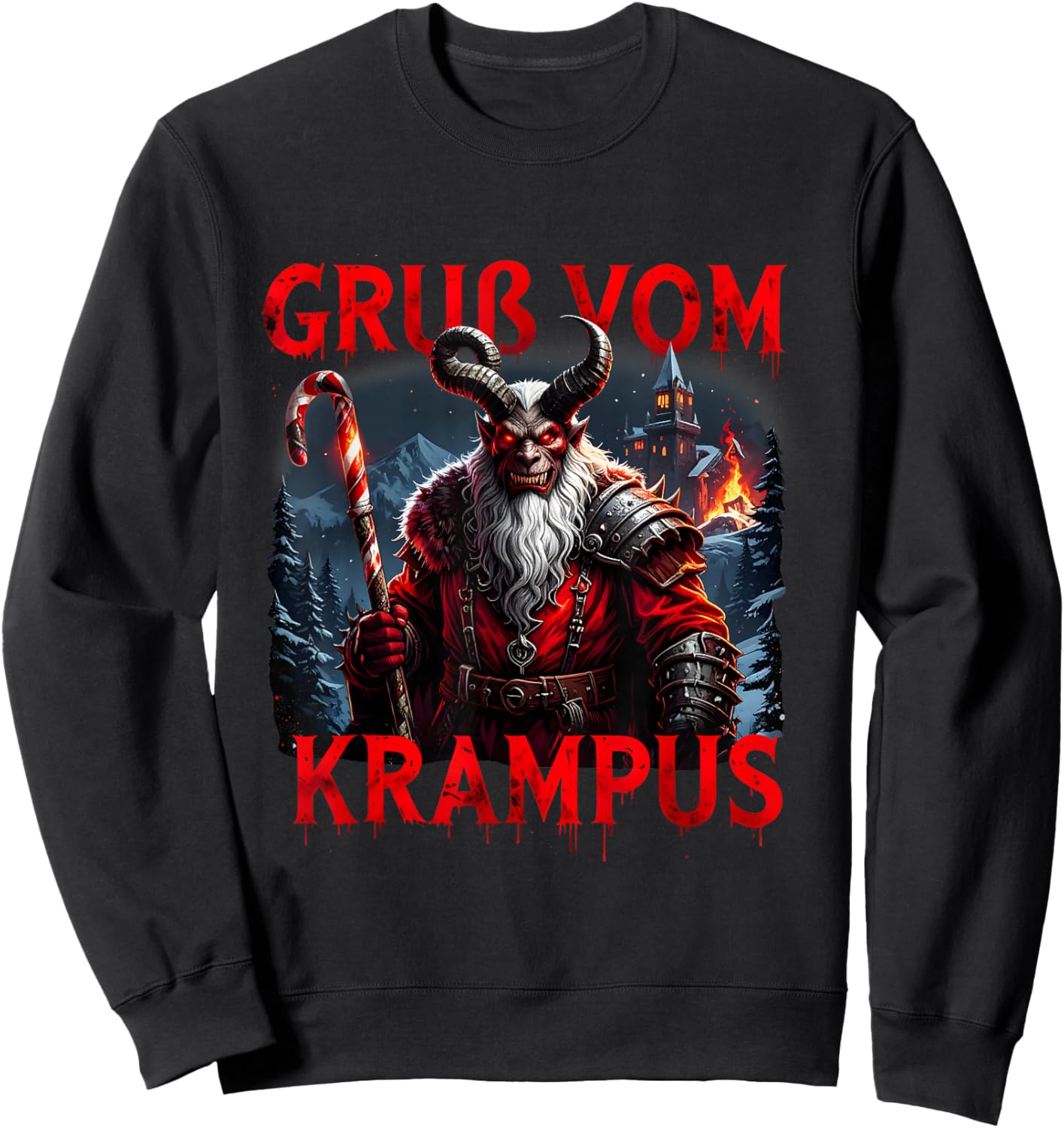 Vintage Gruß Vom Krampus Dark Christmas Merry Holiday Horror Sweatshirt - Sweatshirt | Black