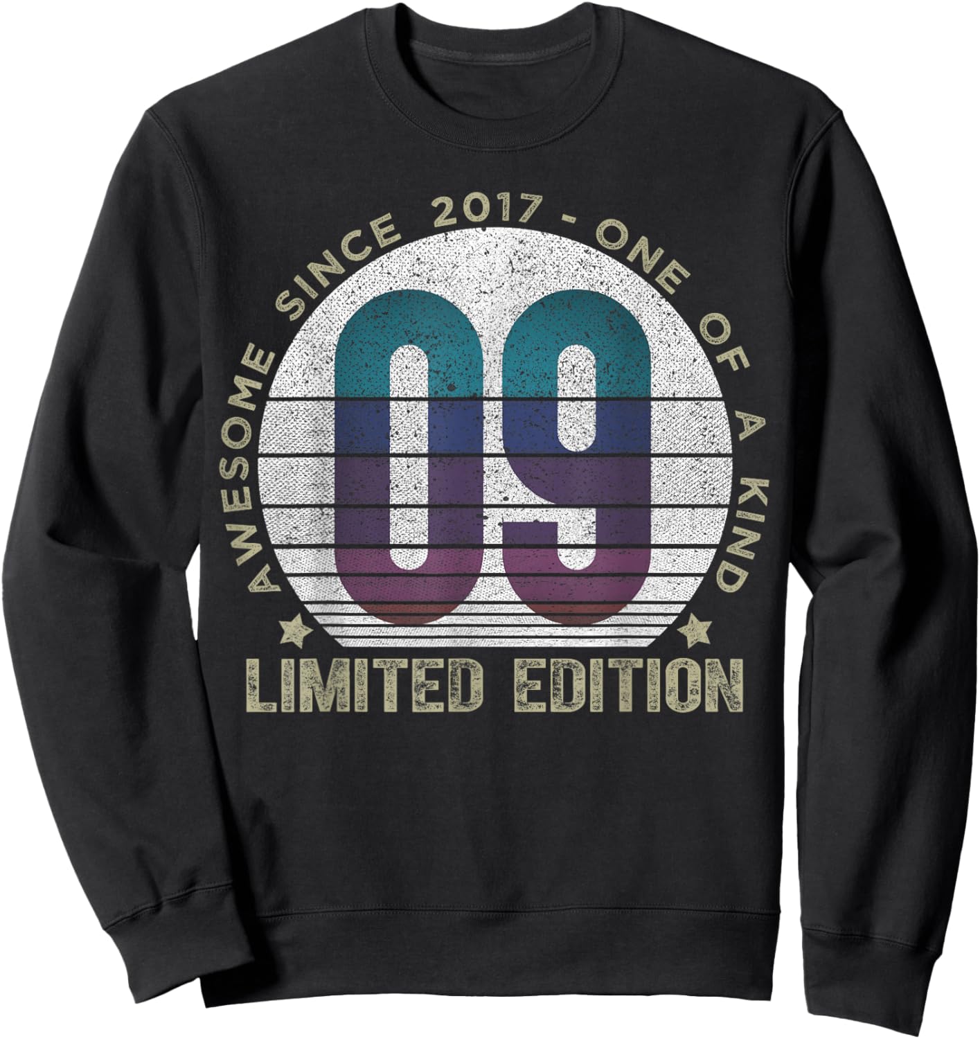 9 Year Old Gifts Vintage 2017 Limited Edition 9th Birthday Sweatshirt - Sweatshirt | Black