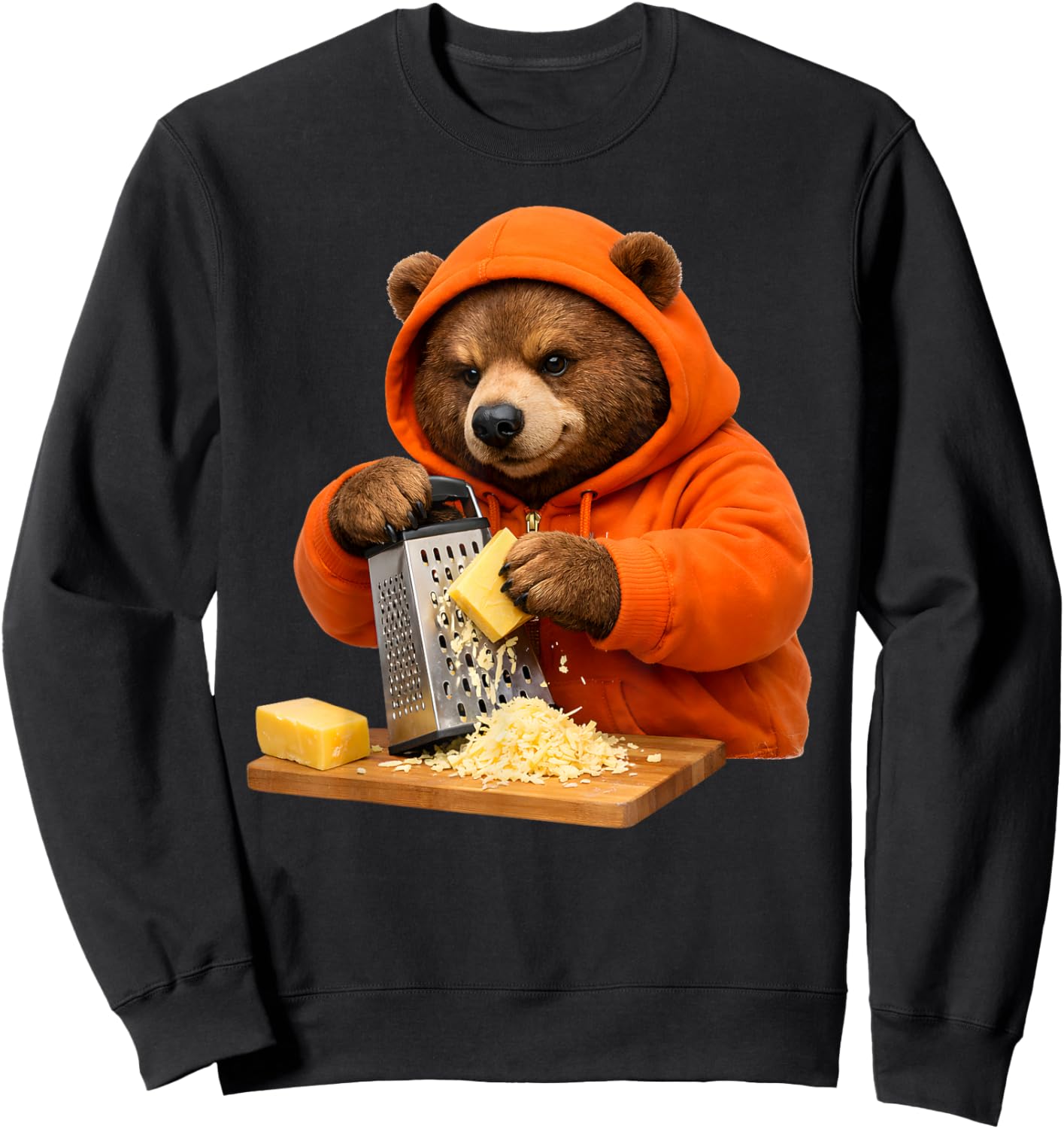 Funny Bear Grating Cheese Graphic Women Kids Sweatshirt - Sweatshirt | Black