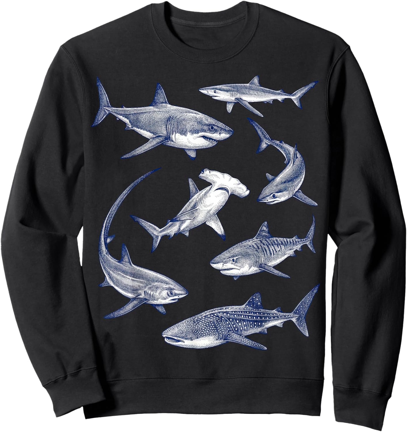 Vintage Sharks Marine Animals Wildlife Shark Lovers Retro Sweatshirt - Sweatshirt | Black
