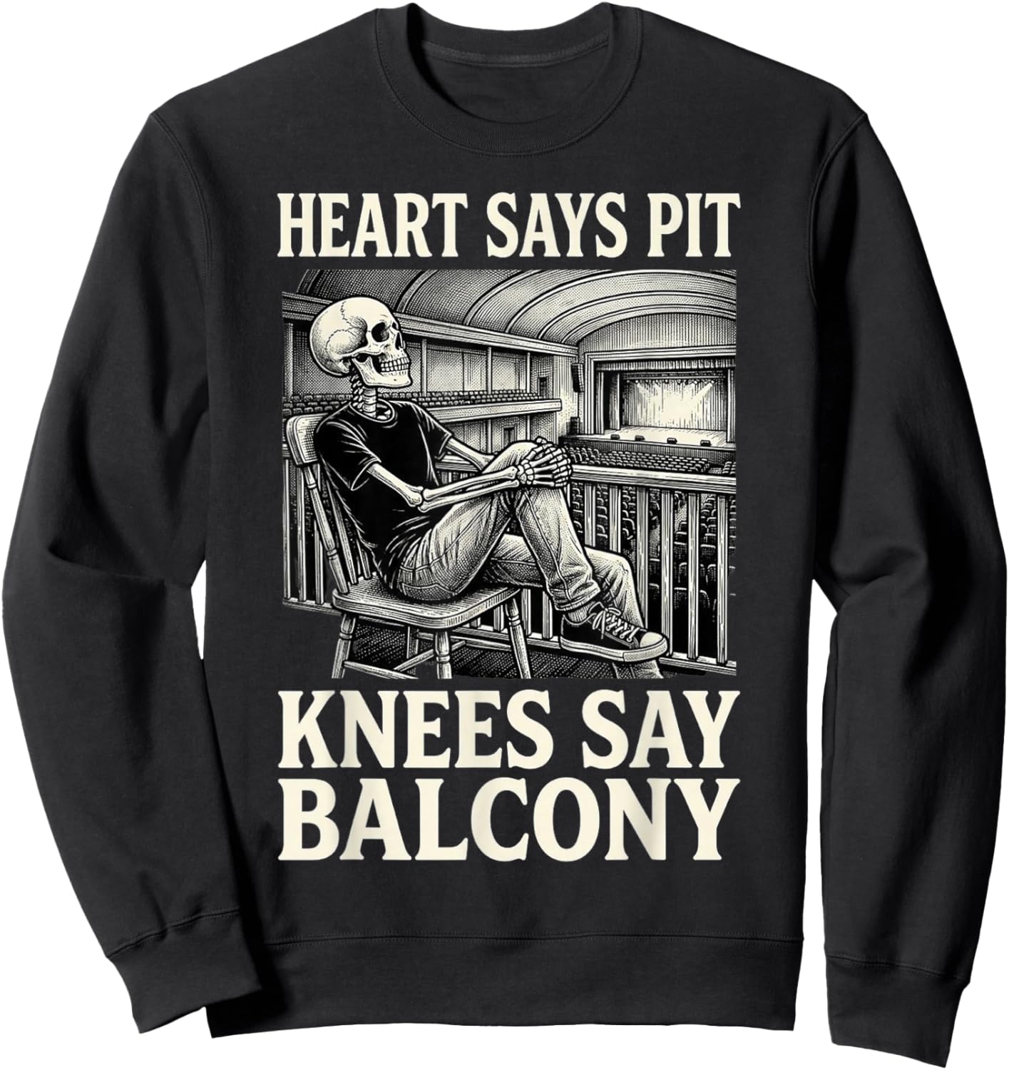 Funny Heart Says Pit Knees Say Balcony Sweatshirt - Sweatshirt | Black