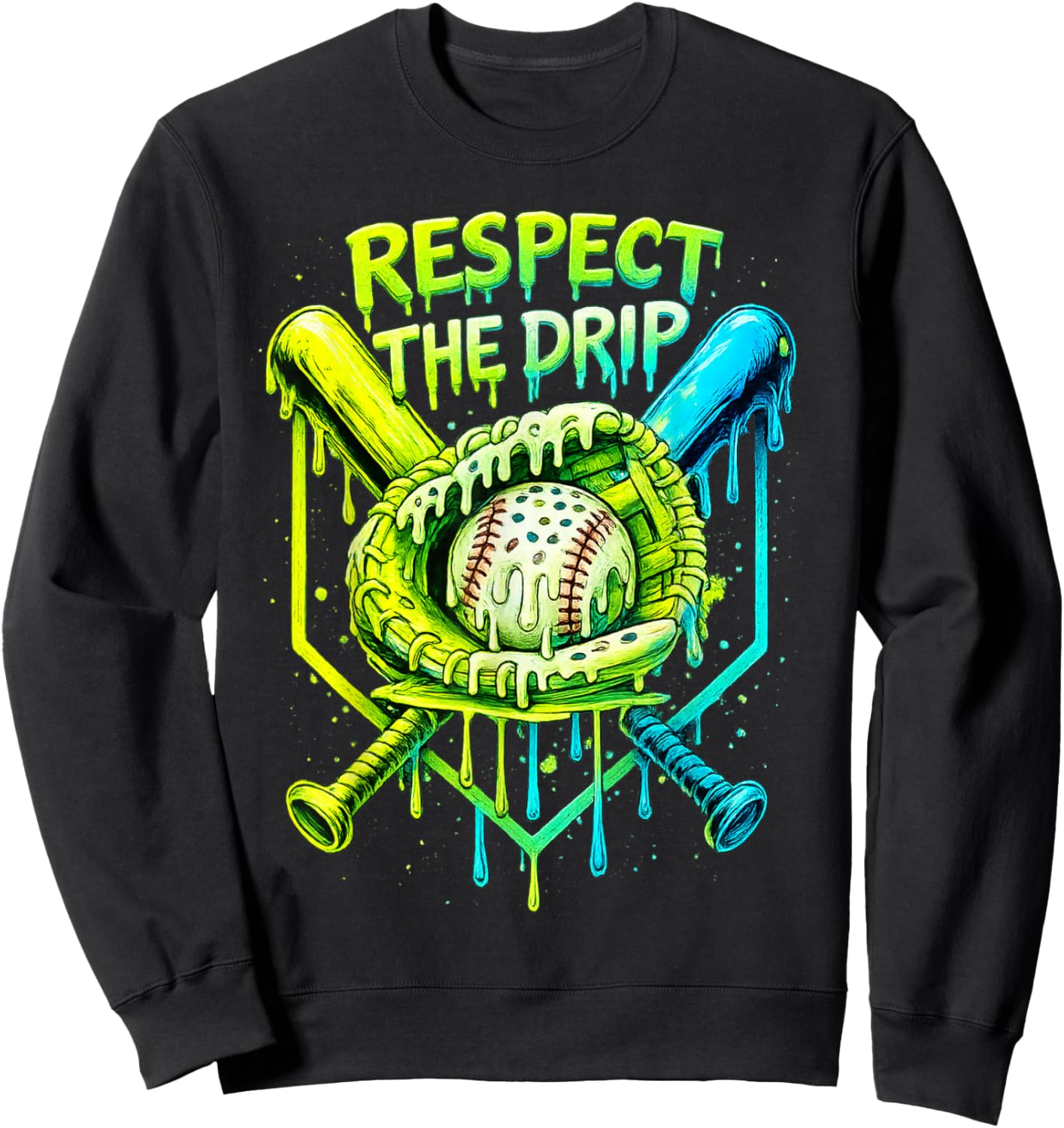 Baseball Drip Team for Boys and Girls Ice Cream Cool Sweatshirt - Sweatshirt | Black