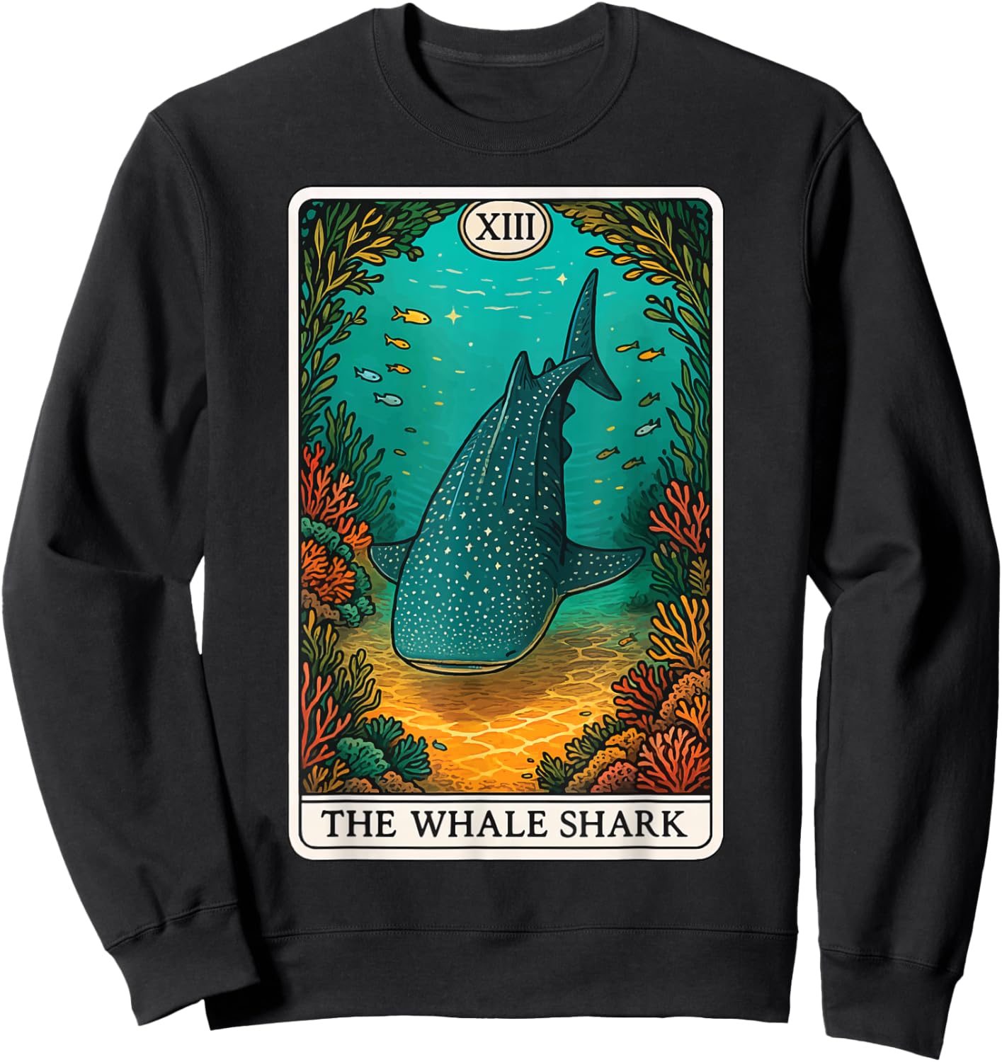 The Whale Shark Tarot Card Sweatshirt - Sweatshirt | Black