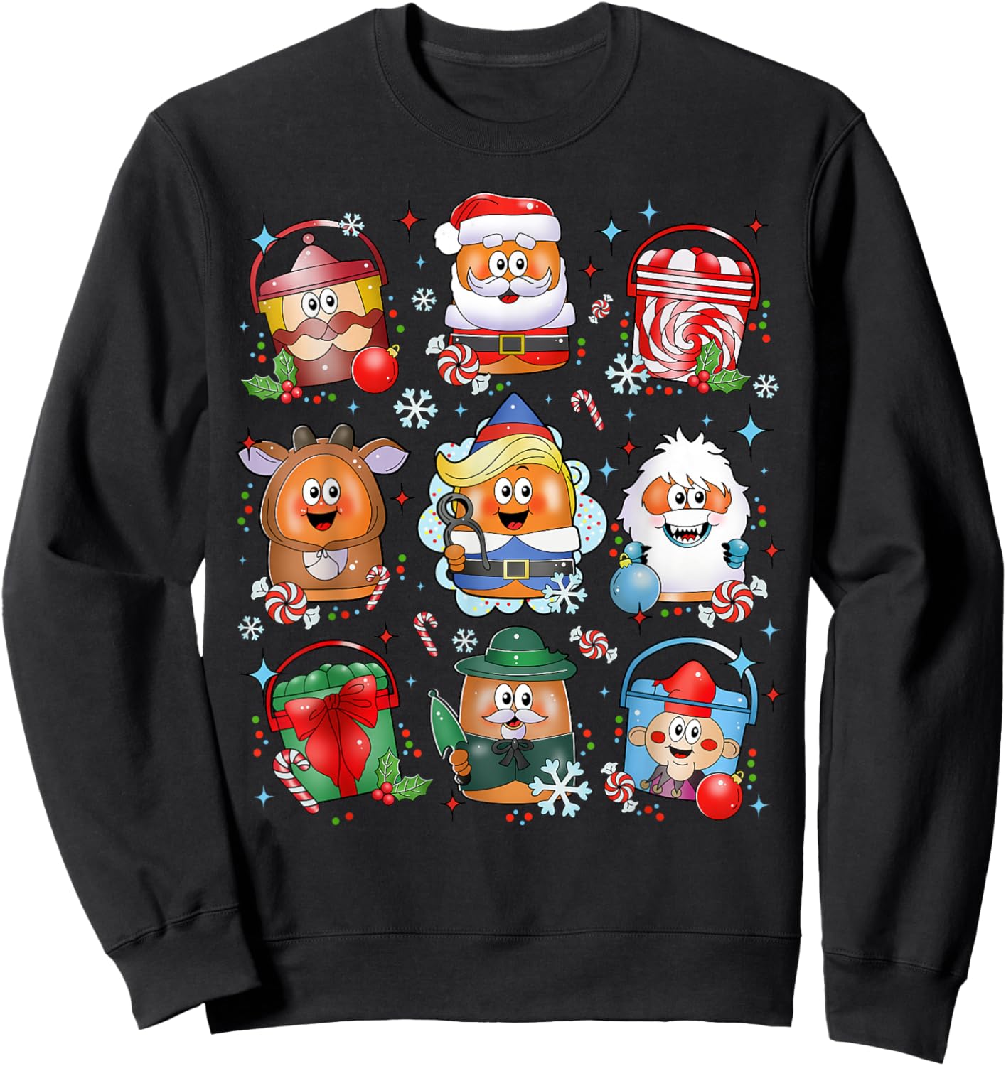 Funny Chicken Nuggets Santa Claus Reindeer Merry Christmas Sweatshirt - Sweatshirt | Black
