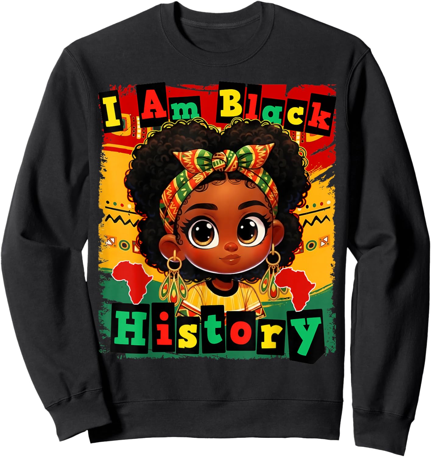 I Am Black History Month Black Melanin Afro Hair Girl Kid Sweatshirt - Sweatshirt | Black